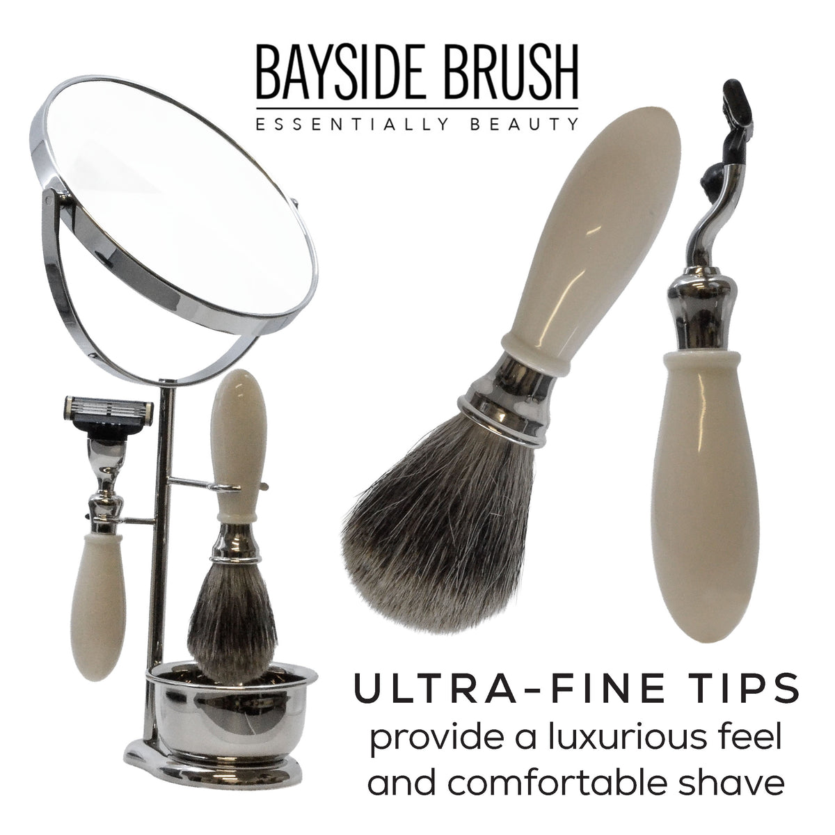 Italian Ivory Resin 3-Piece Shaving Set