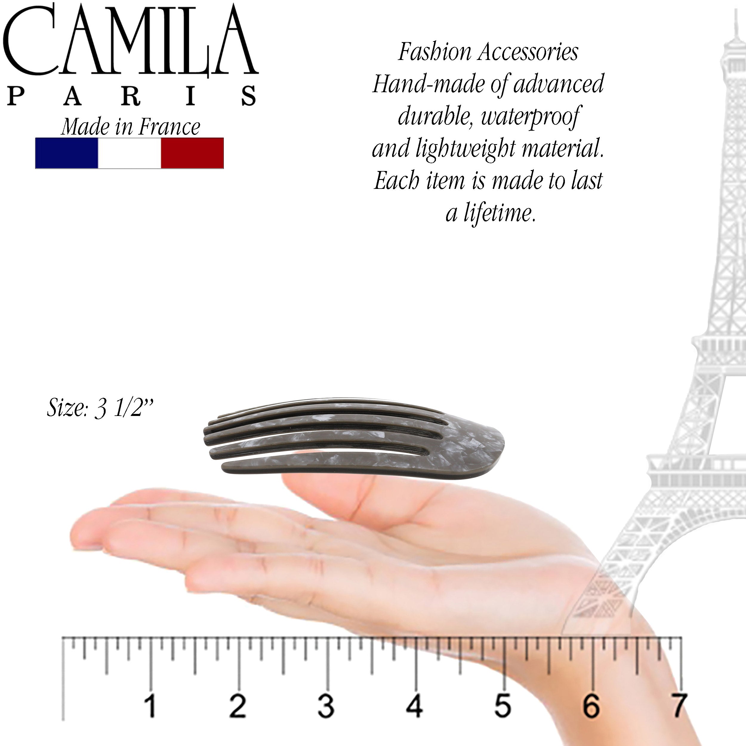 Camila Paris Small Decorative Round Hair Side Comb. Made in France