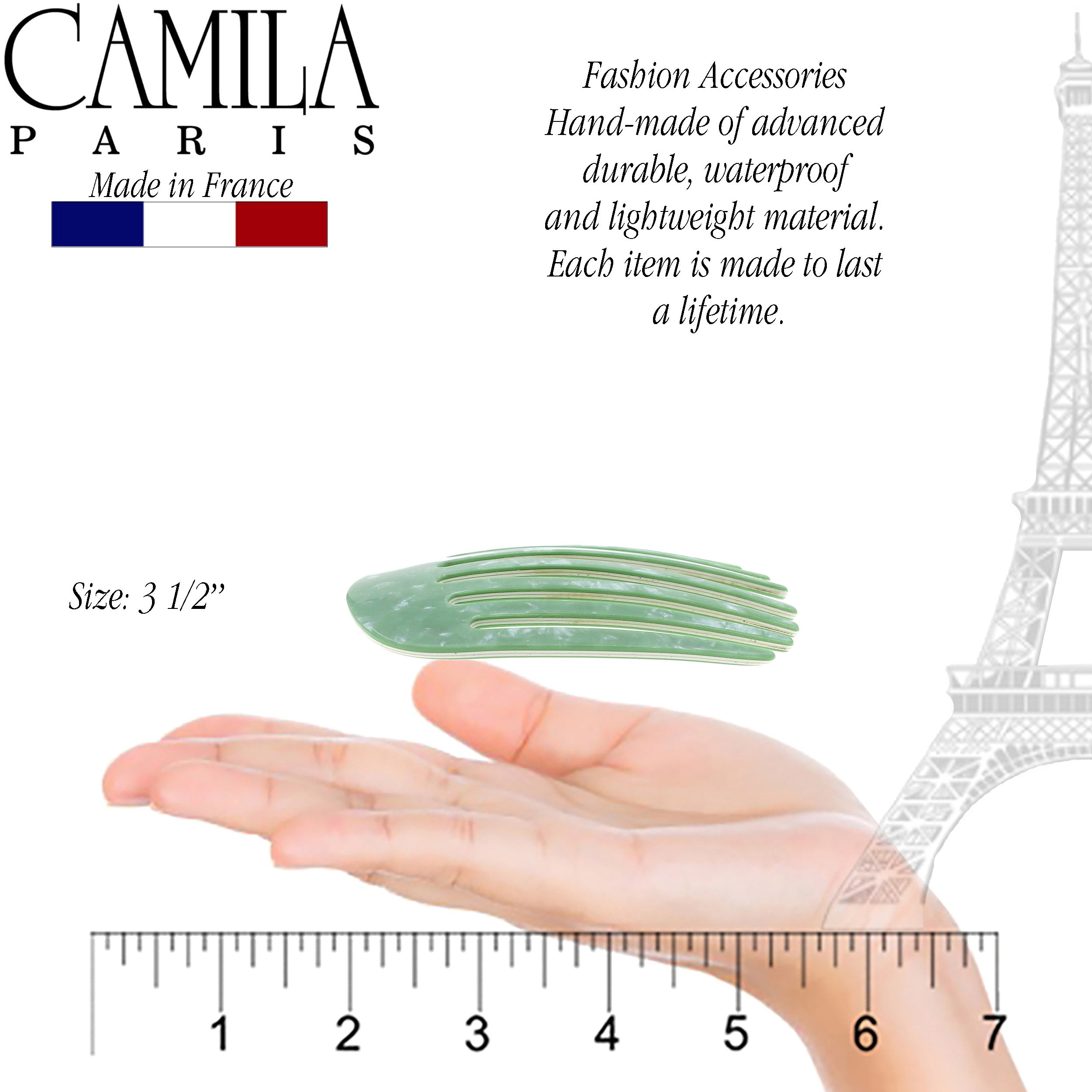 Camila Paris Small Decorative Round Hair Side Comb. Made in France