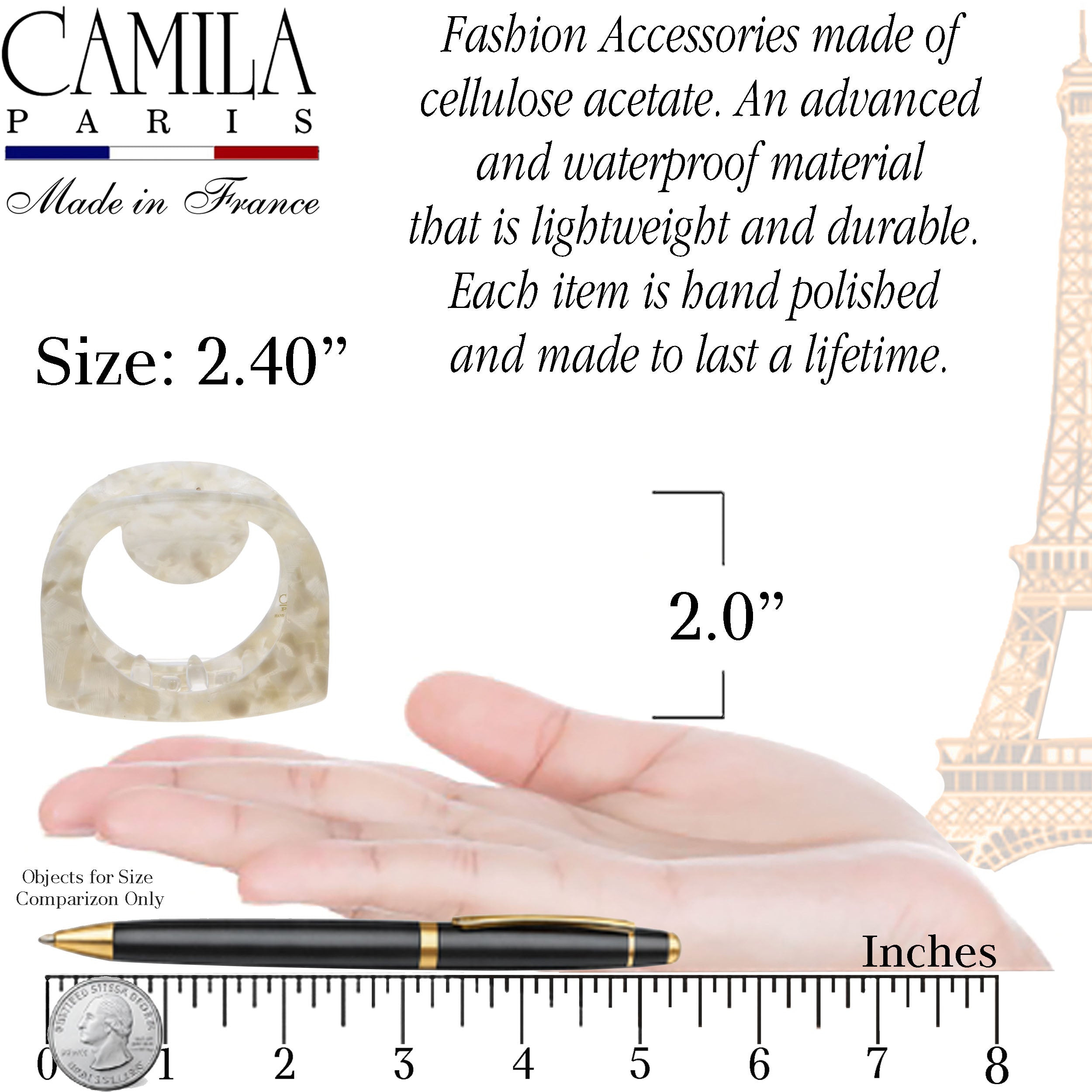 Camila Paris Handmade Medium Spring Cover Flat Tooth Hair Clip