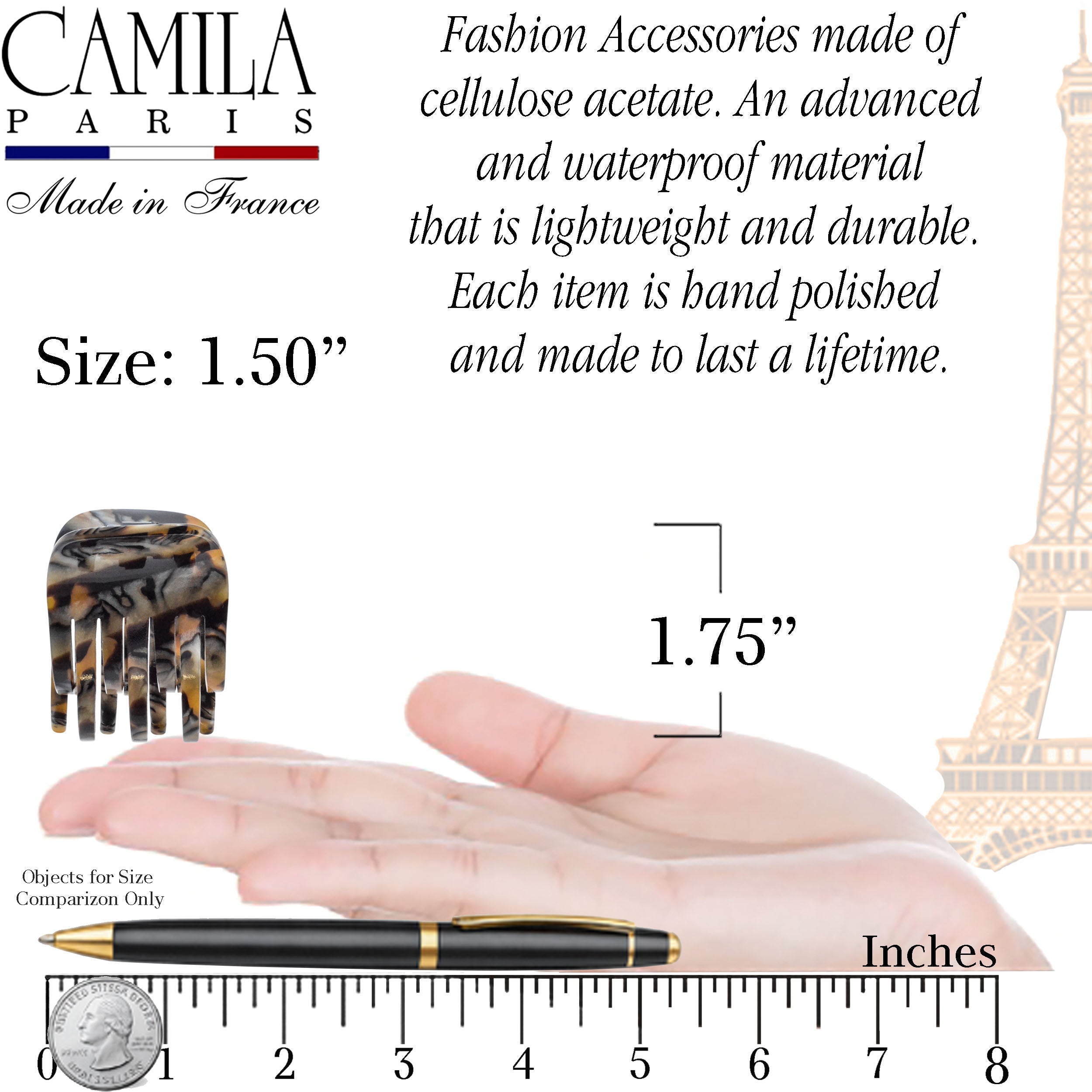 Camila Paris Handmade Medium Spring Cover Double Tooth Hair Clip