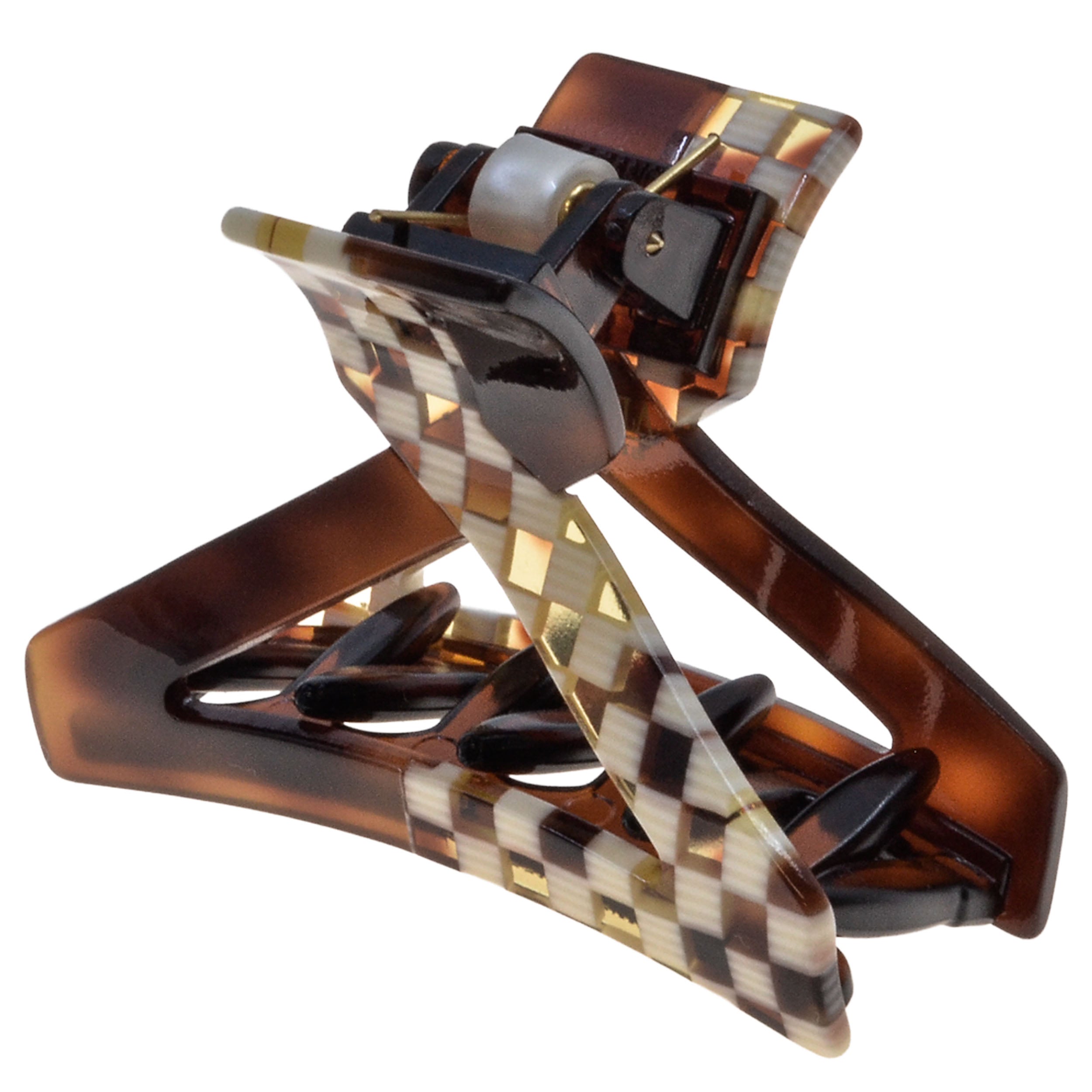 Handmade Flat Tooth Spring Cover Hair Clip - Colibri