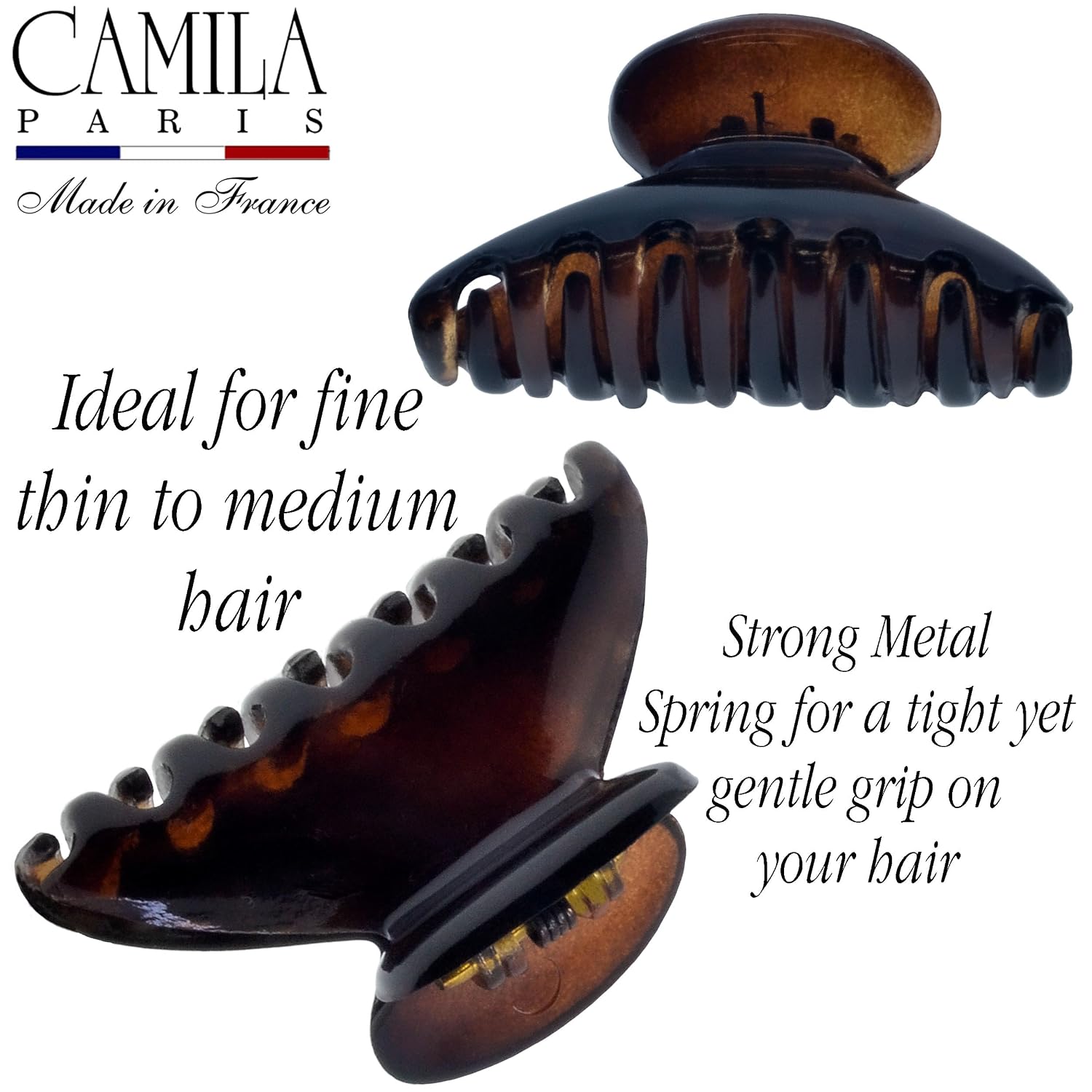 Camila Paris French Mini Jaw Claw Clip for Women, 1.5", Set of 2