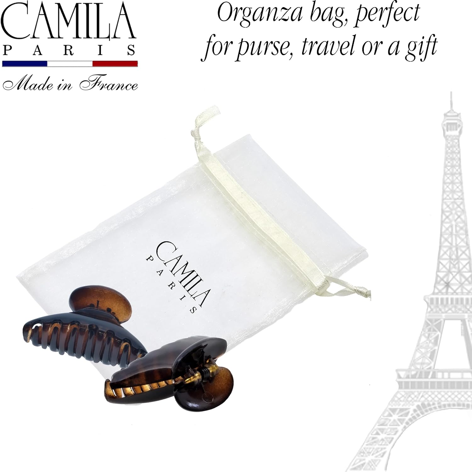 Camila Paris French Mini Jaw Claw Clip for Women, 1.5", Set of 2