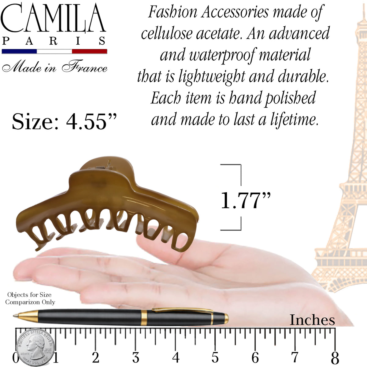 French Large Jaw Claw Clip, 4.55"