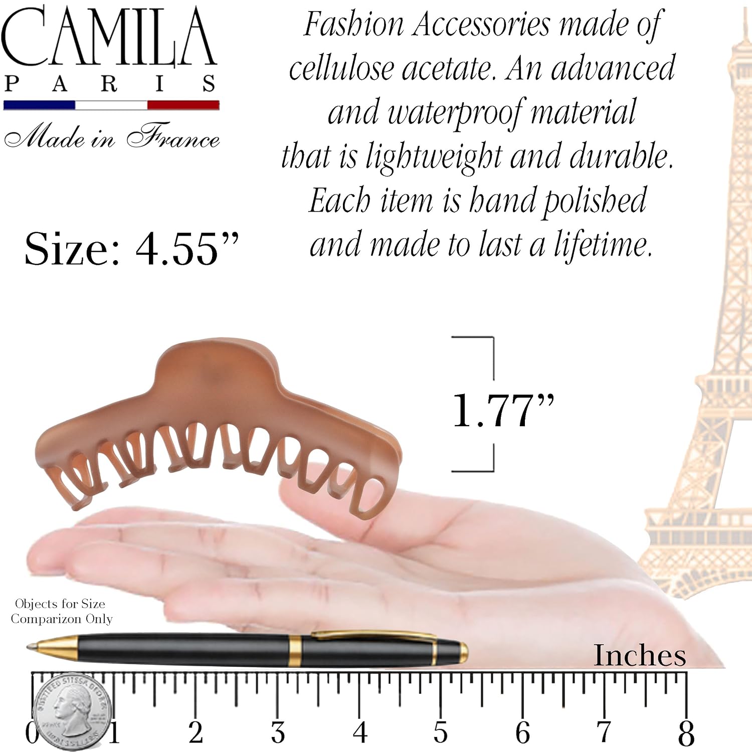 Camila Paris French Large Jaw Claw Clip for Women, 4.55"