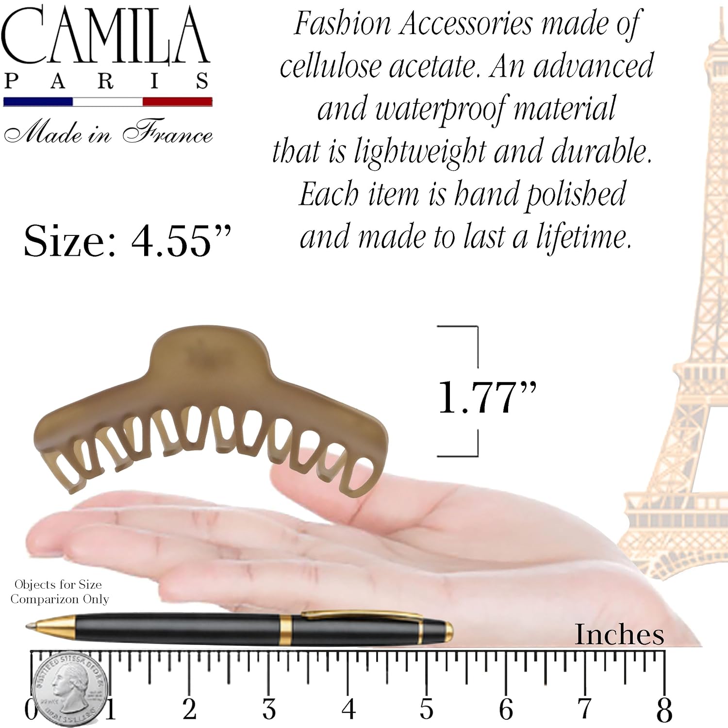 Camila Paris French Large Jaw Claw Clip for Women, 4.55"