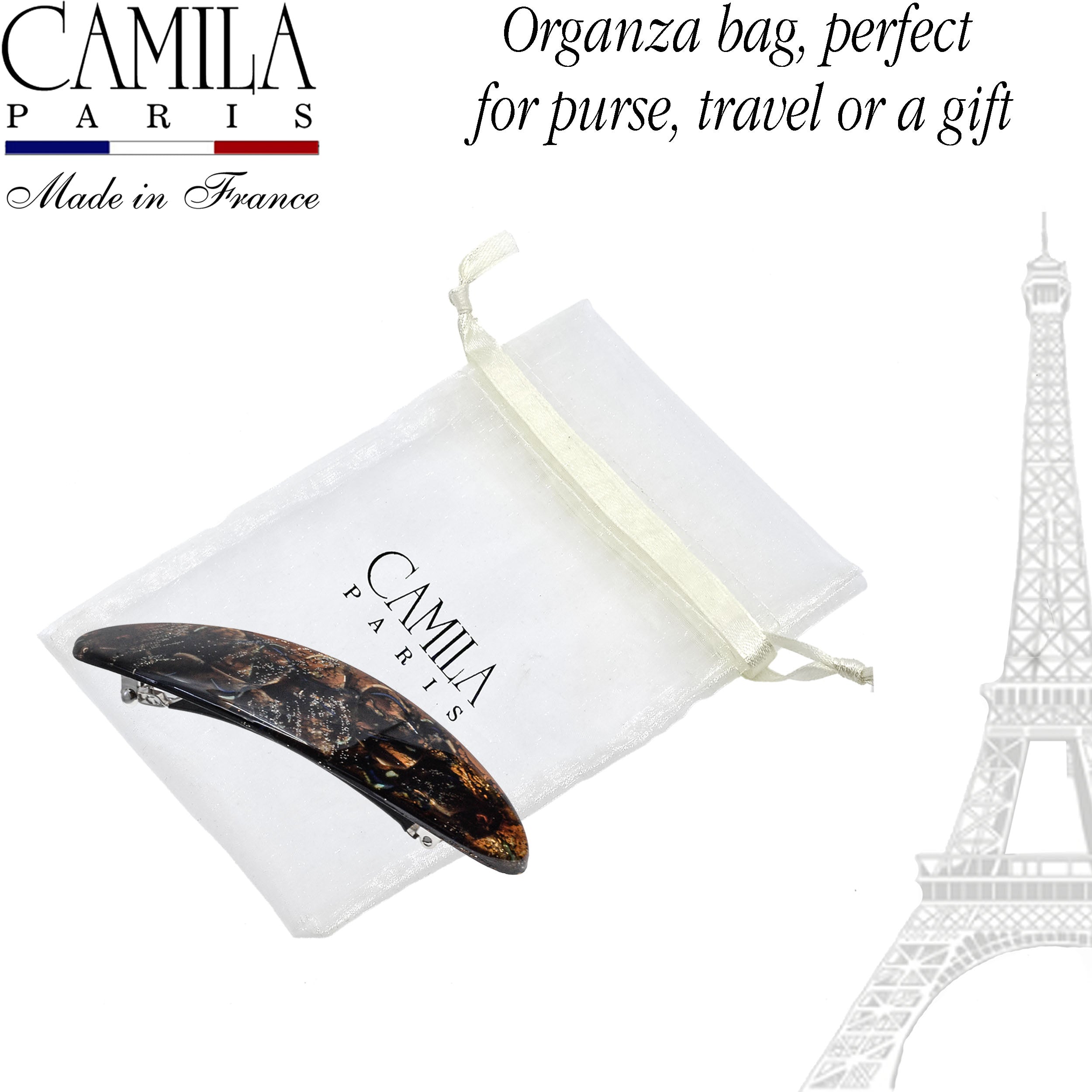 Large Hand Painted Rubberized Grip Barrette - Paon