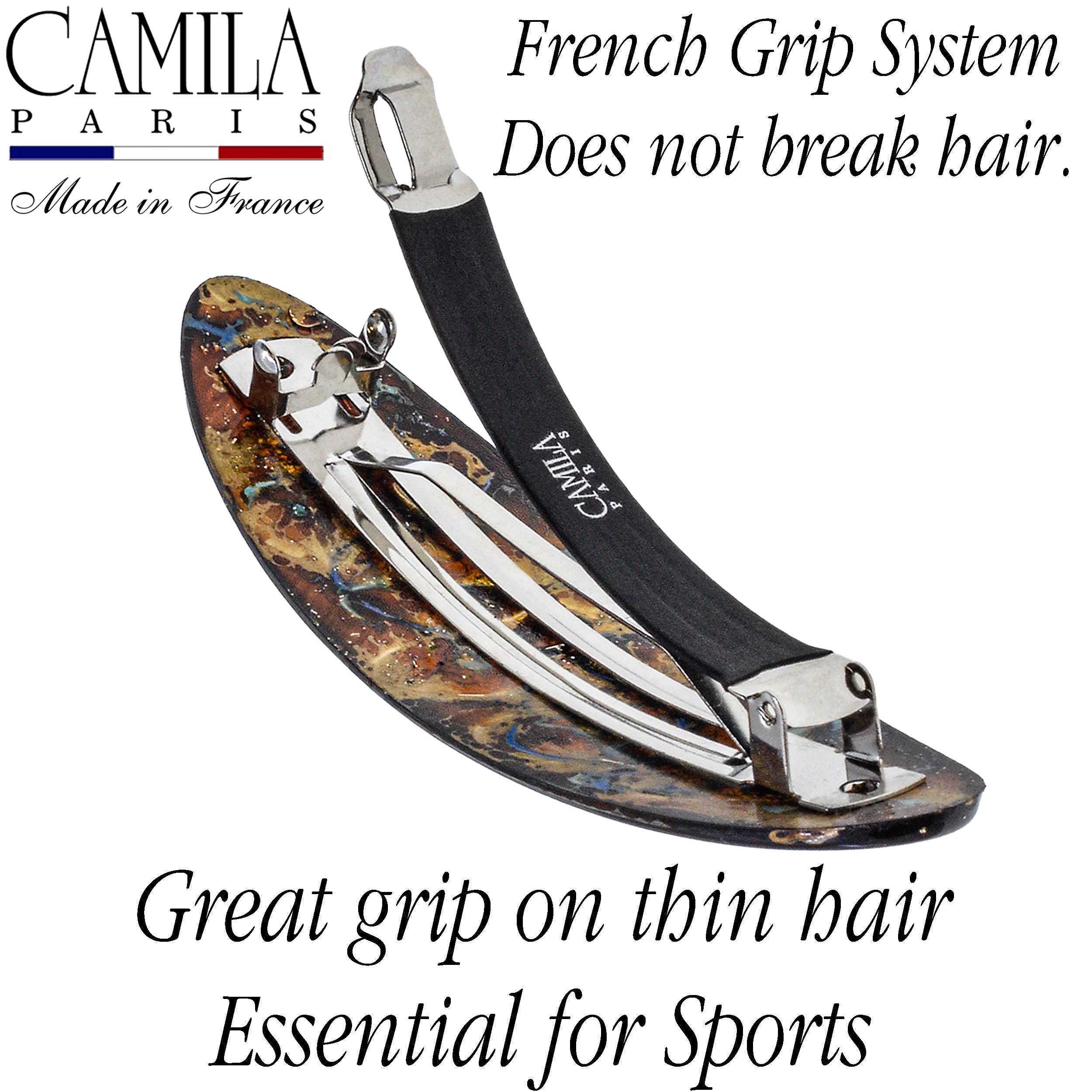 Large Hand Painted Rubberized Grip Barrette - Paon
