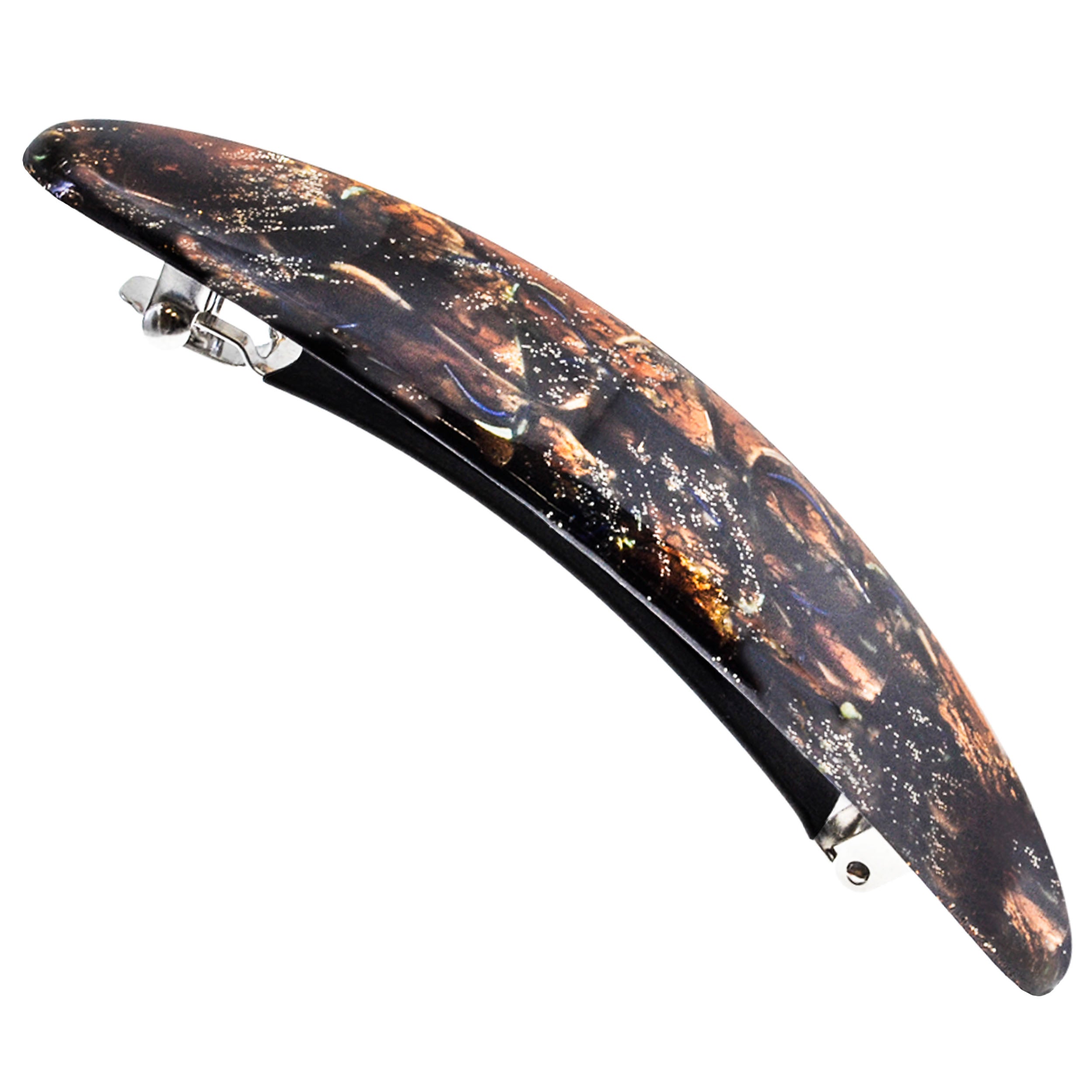 Large Hand Painted Rubberized Grip Barrette - Paon
