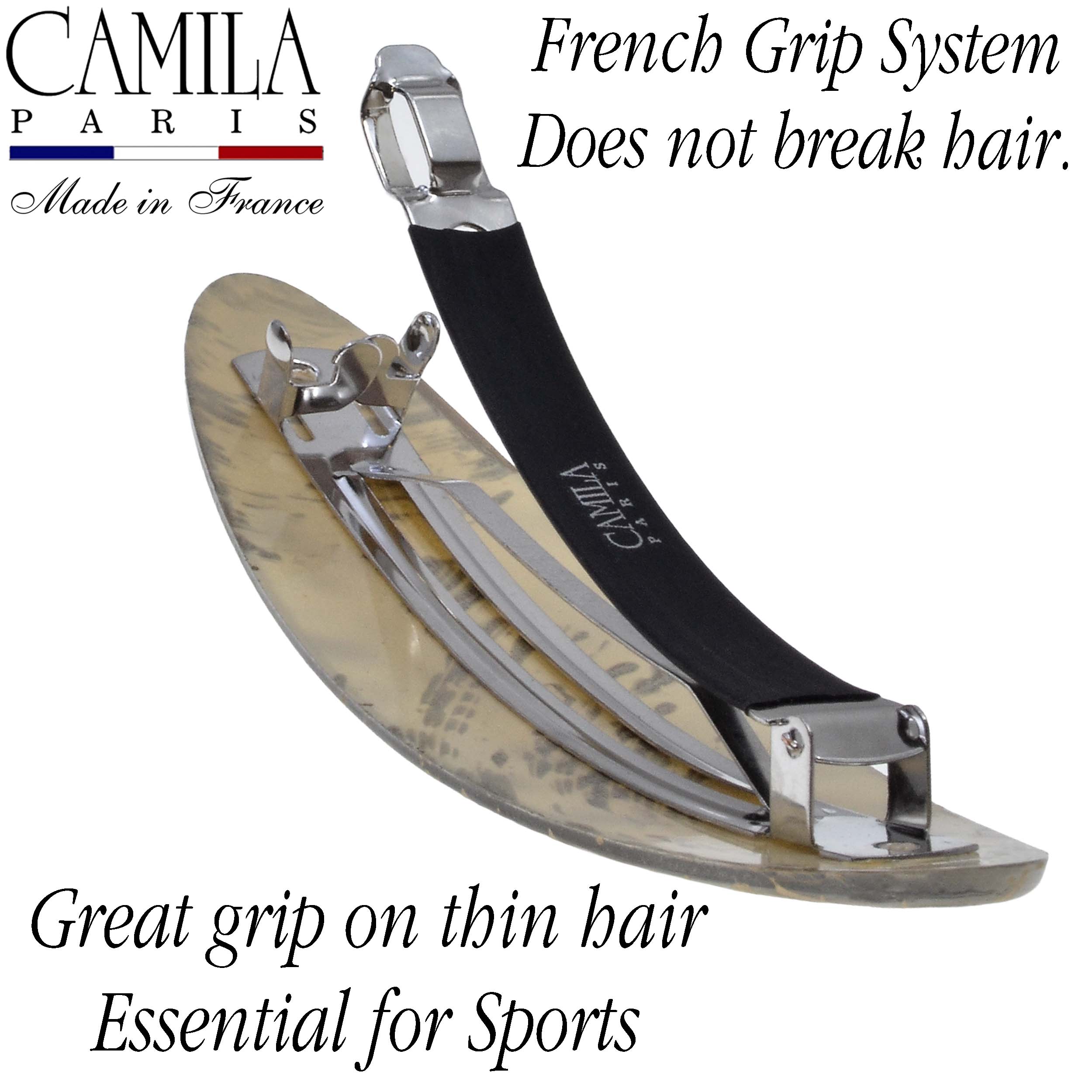 Large Hand Painted Rubberized Grip Barrette - Paon