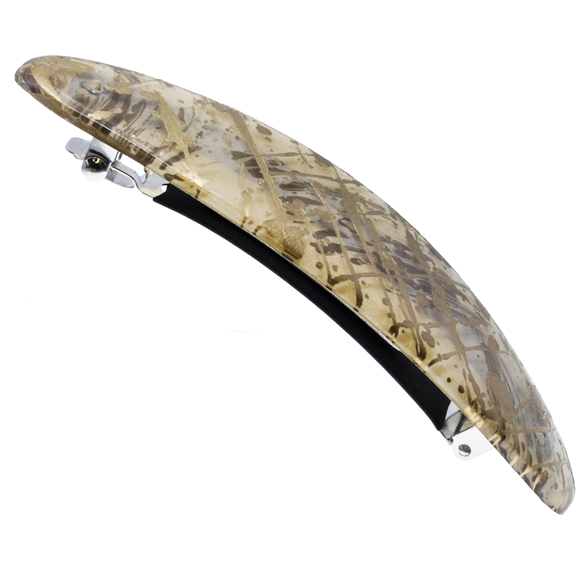 Large Hand Painted Rubberized Grip Barrette - Paon