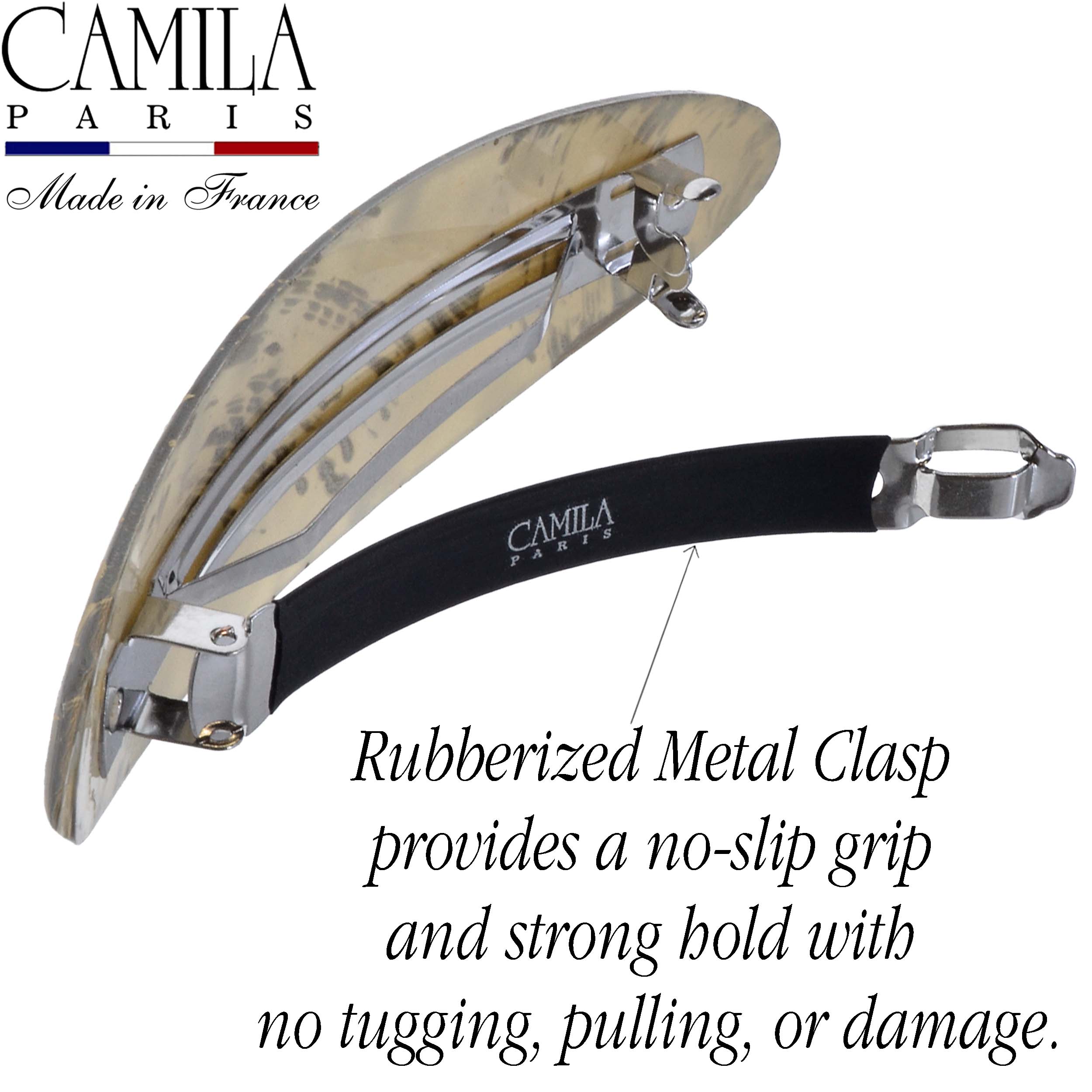 Large Hand Painted Rubberized Grip Barrette - Paon