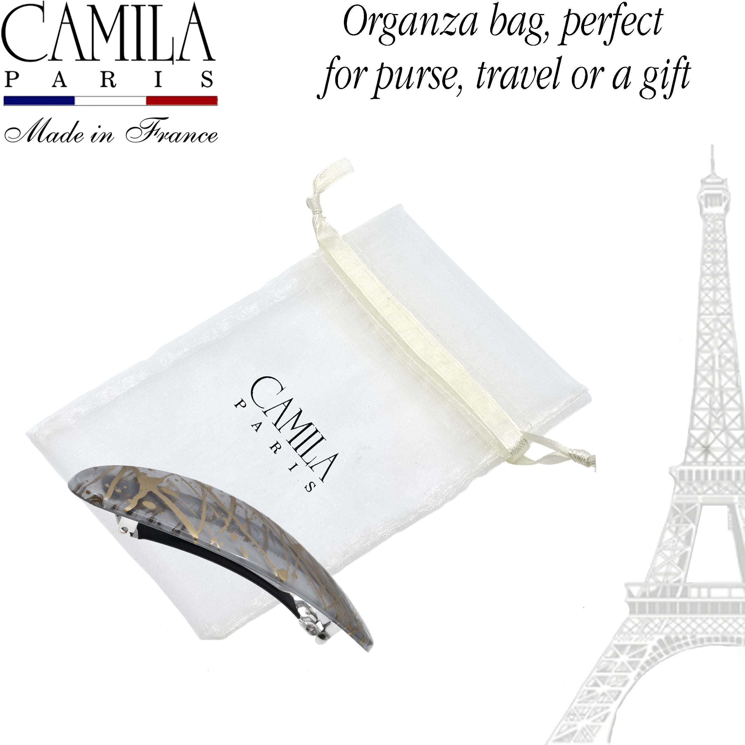 Large Hand Painted Rubberized Grip Barrette - Paon