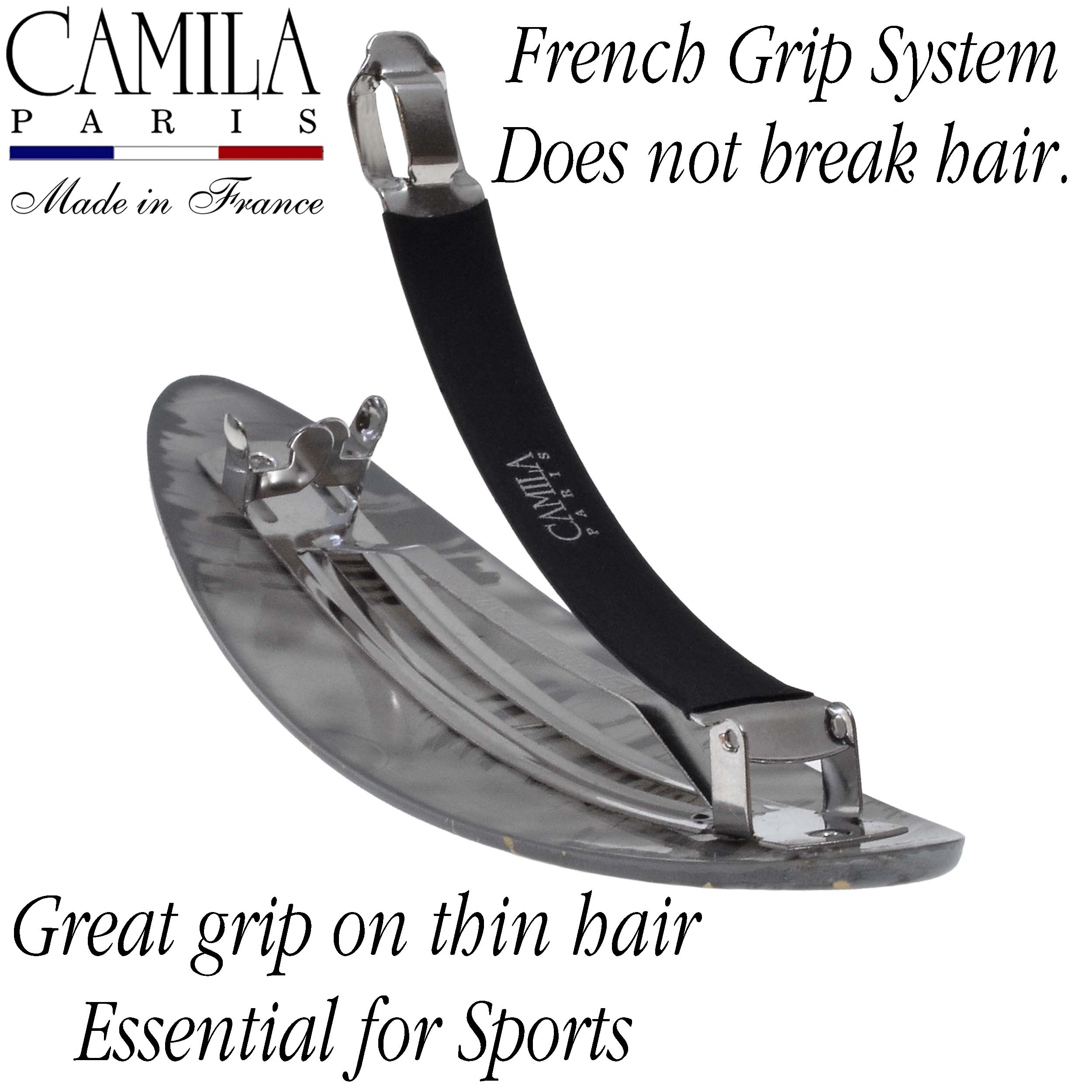 Large Hand Painted Rubberized Grip Barrette - Paon