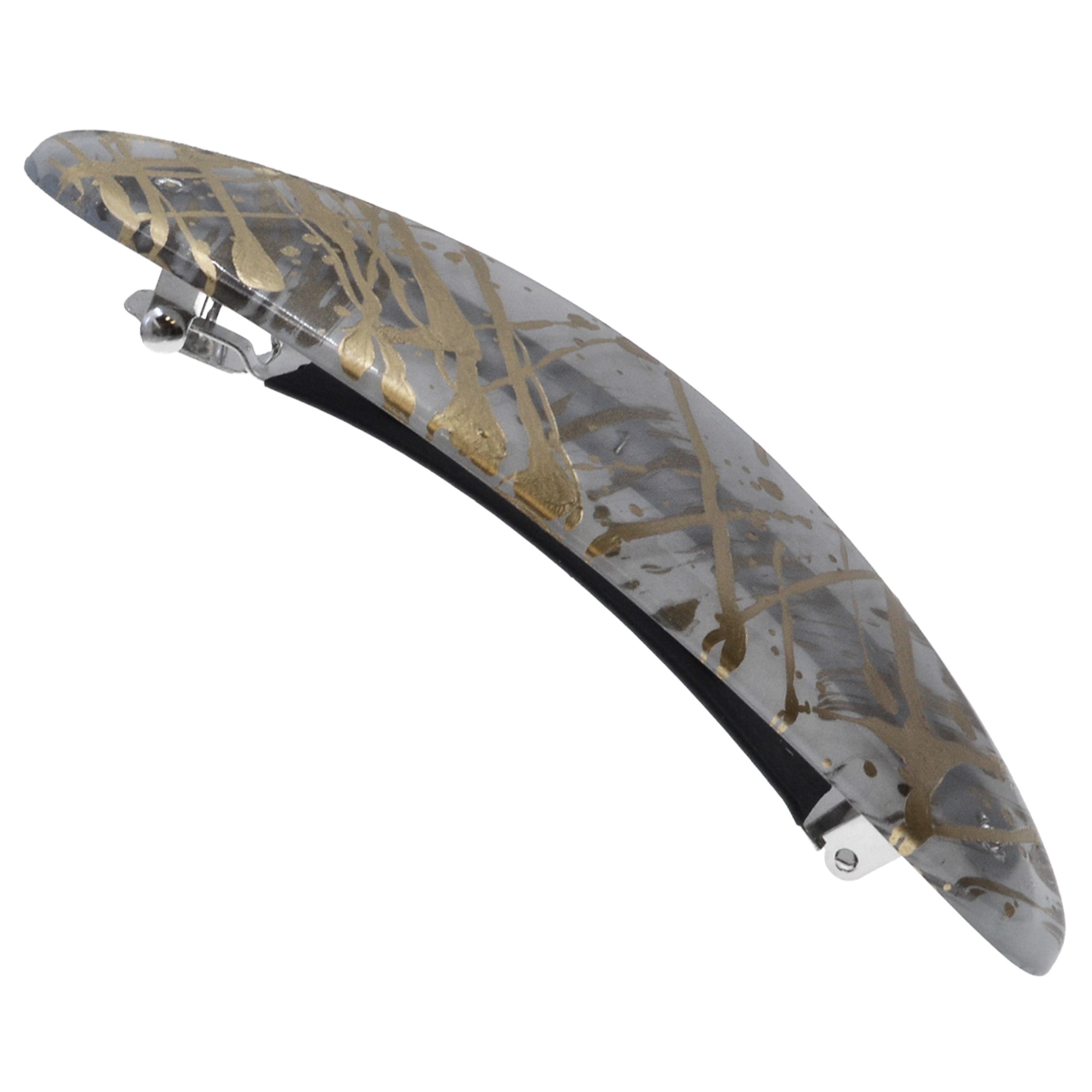 Large Hand Painted Rubberized Grip Barrette - Paon
