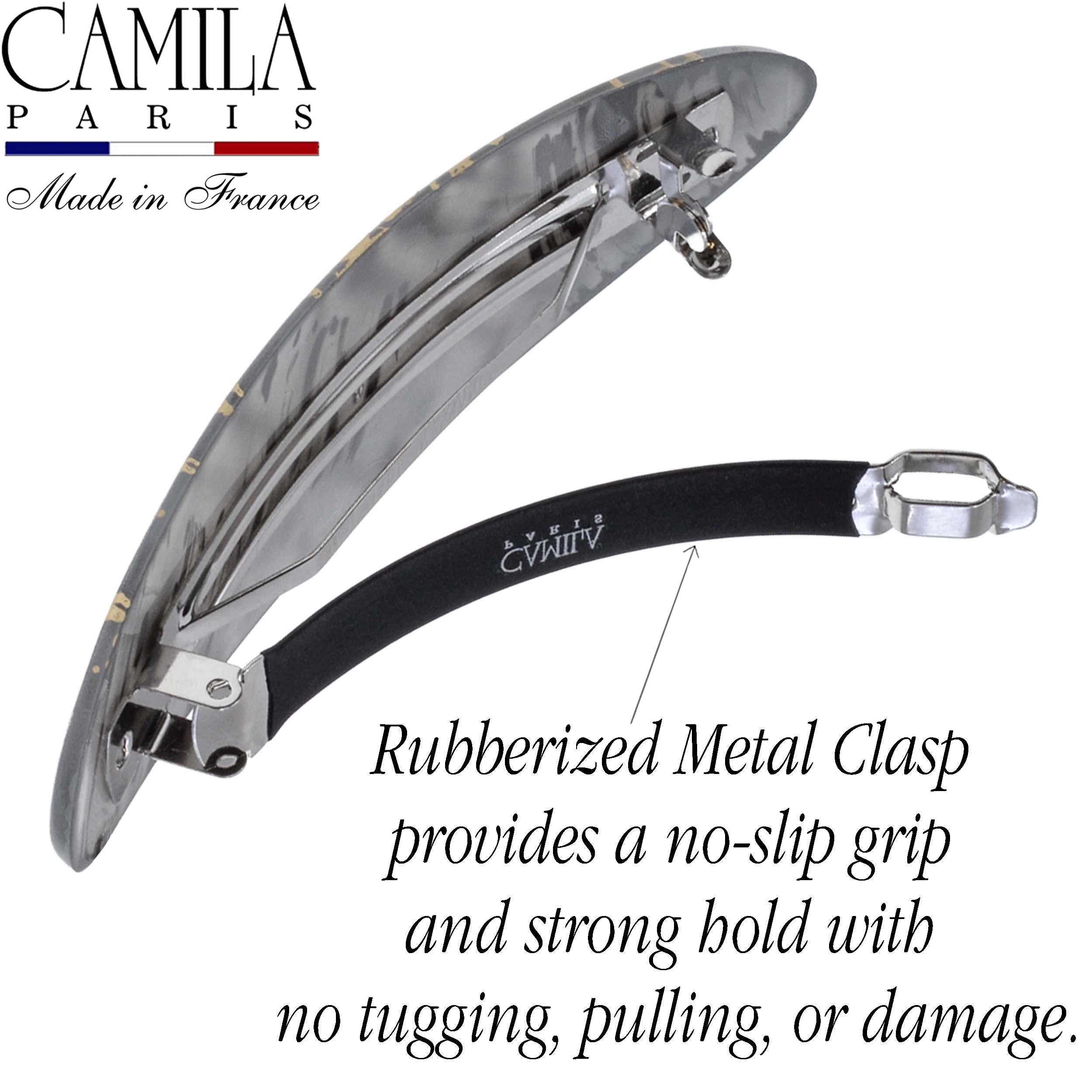 Large Hand Painted Rubberized Grip Barrette - Paon