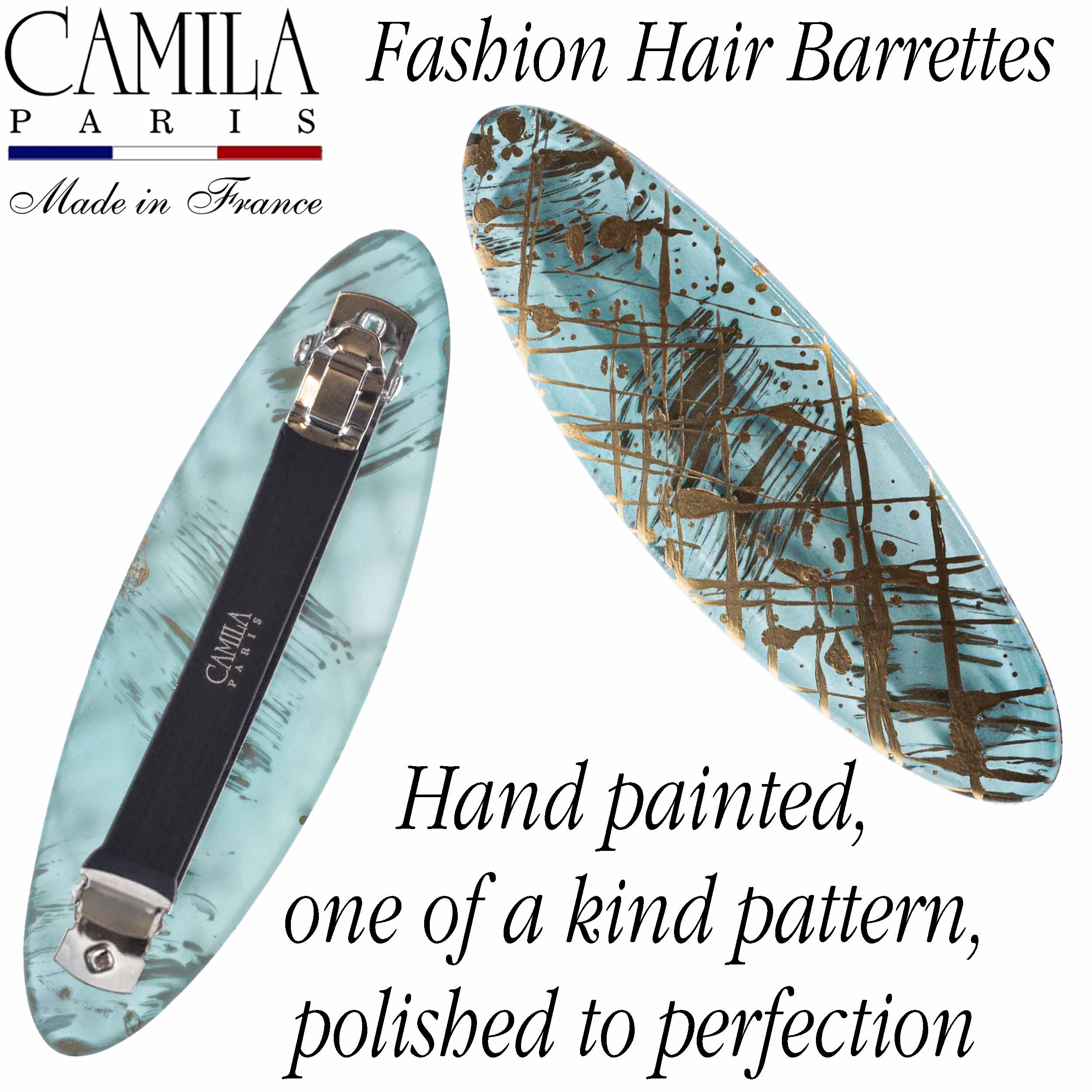 Large Hand Painted Rubberized Grip Barrette - Paon