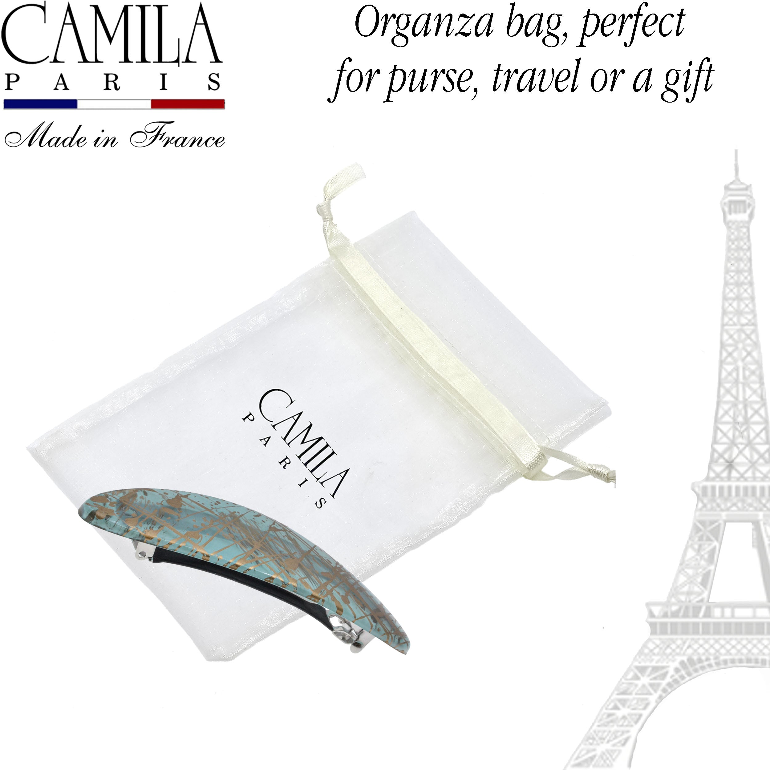 Large Hand Painted Rubberized Grip Barrette - Paon