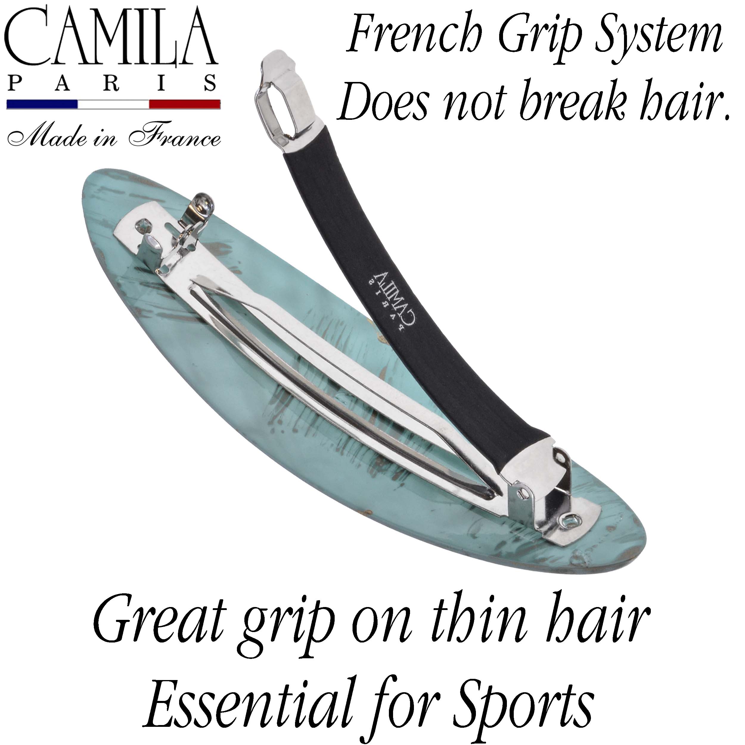 Large Hand Painted Rubberized Grip Barrette - Paon