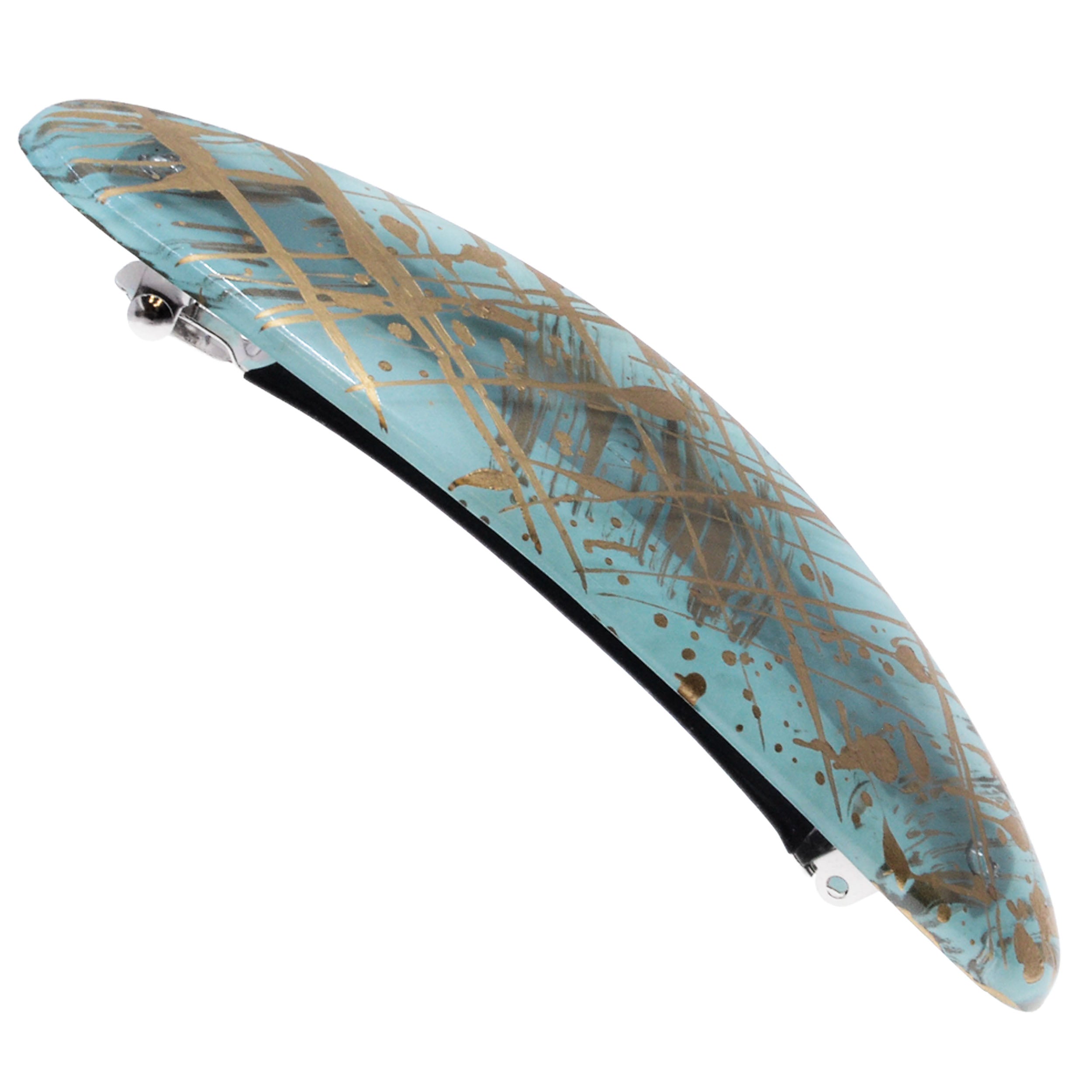Large Hand Painted Rubberized Grip Barrette - Paon