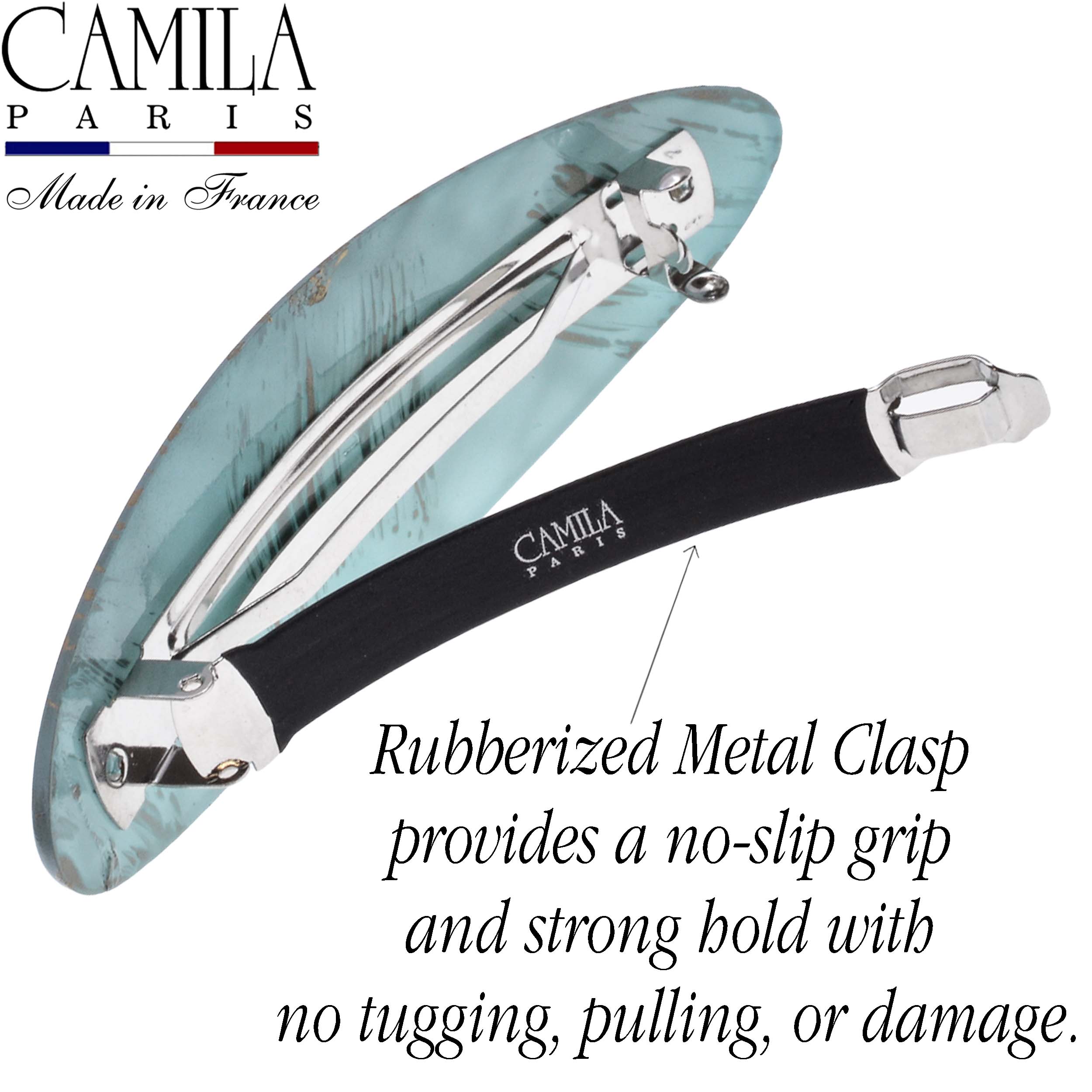 Large Hand Painted Rubberized Grip Barrette - Paon