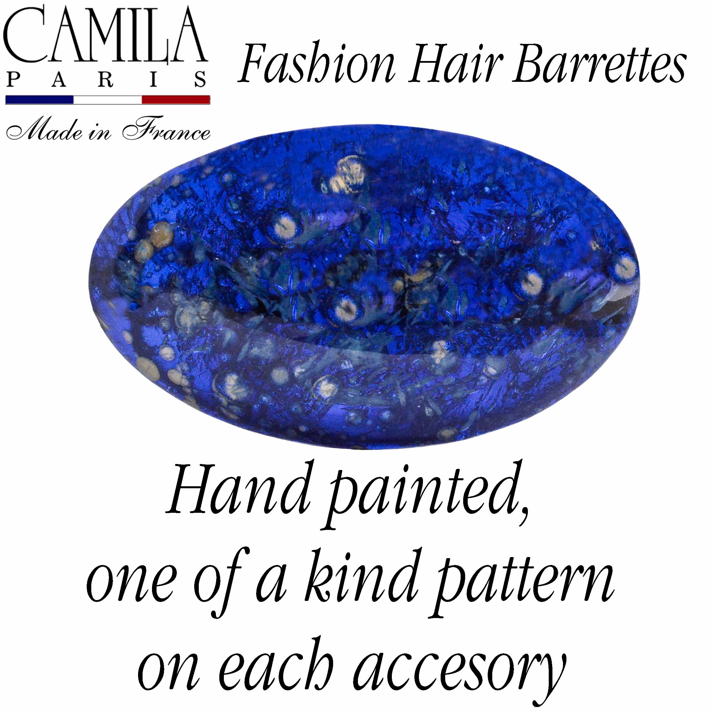 Hand Painted Rubberized Grip Oval Barrette - Émilie