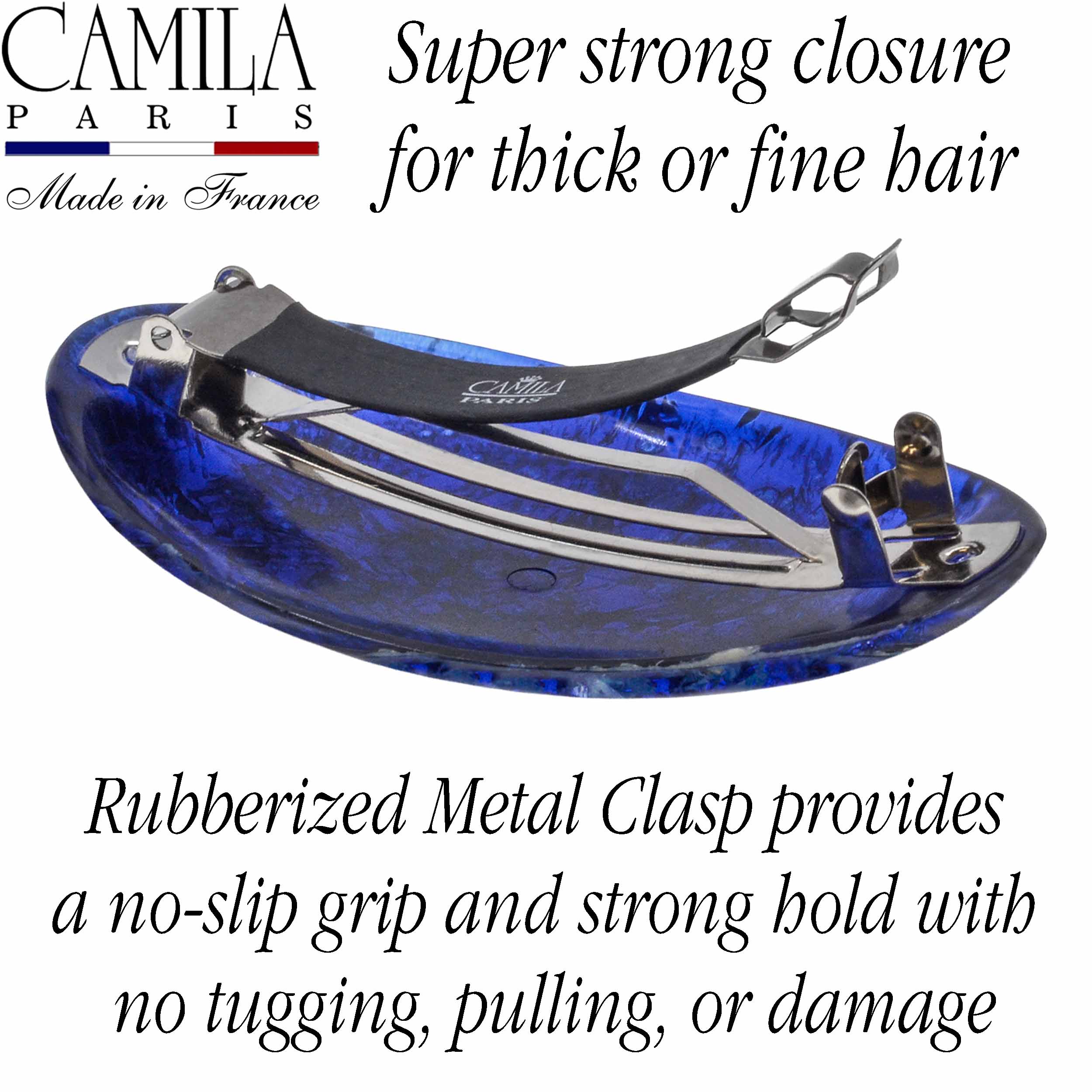 Hand Painted Rubberized Grip Oval Barrette - Émilie