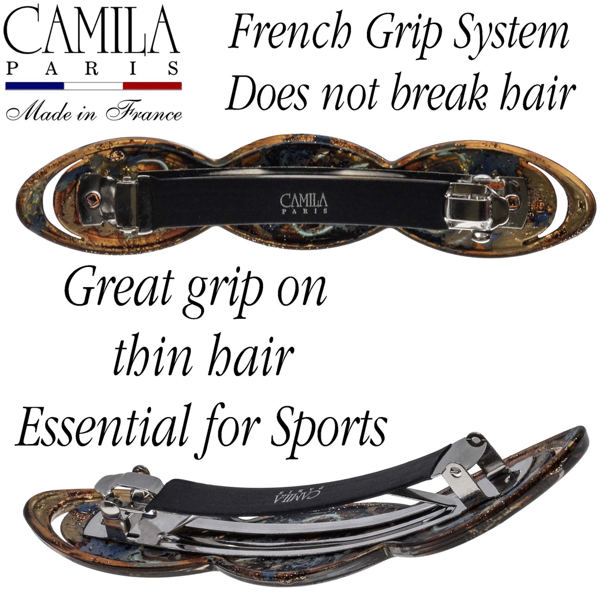 Hand Painted Rubberized Grip Barrette - Ruban
