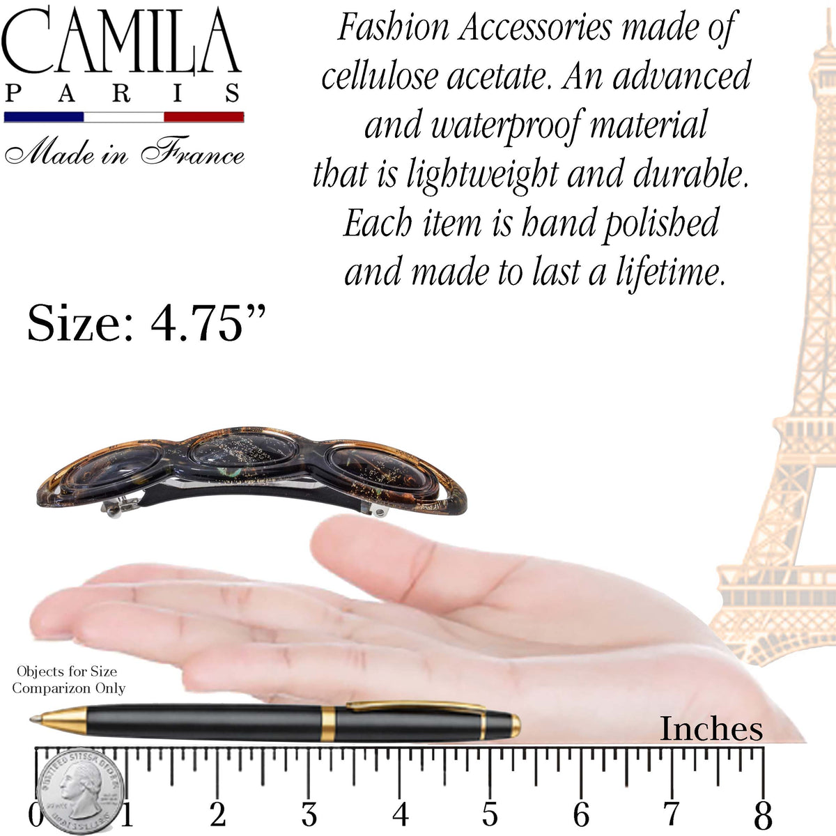 Hand Painted Rubberized Grip Barrette - Ruban