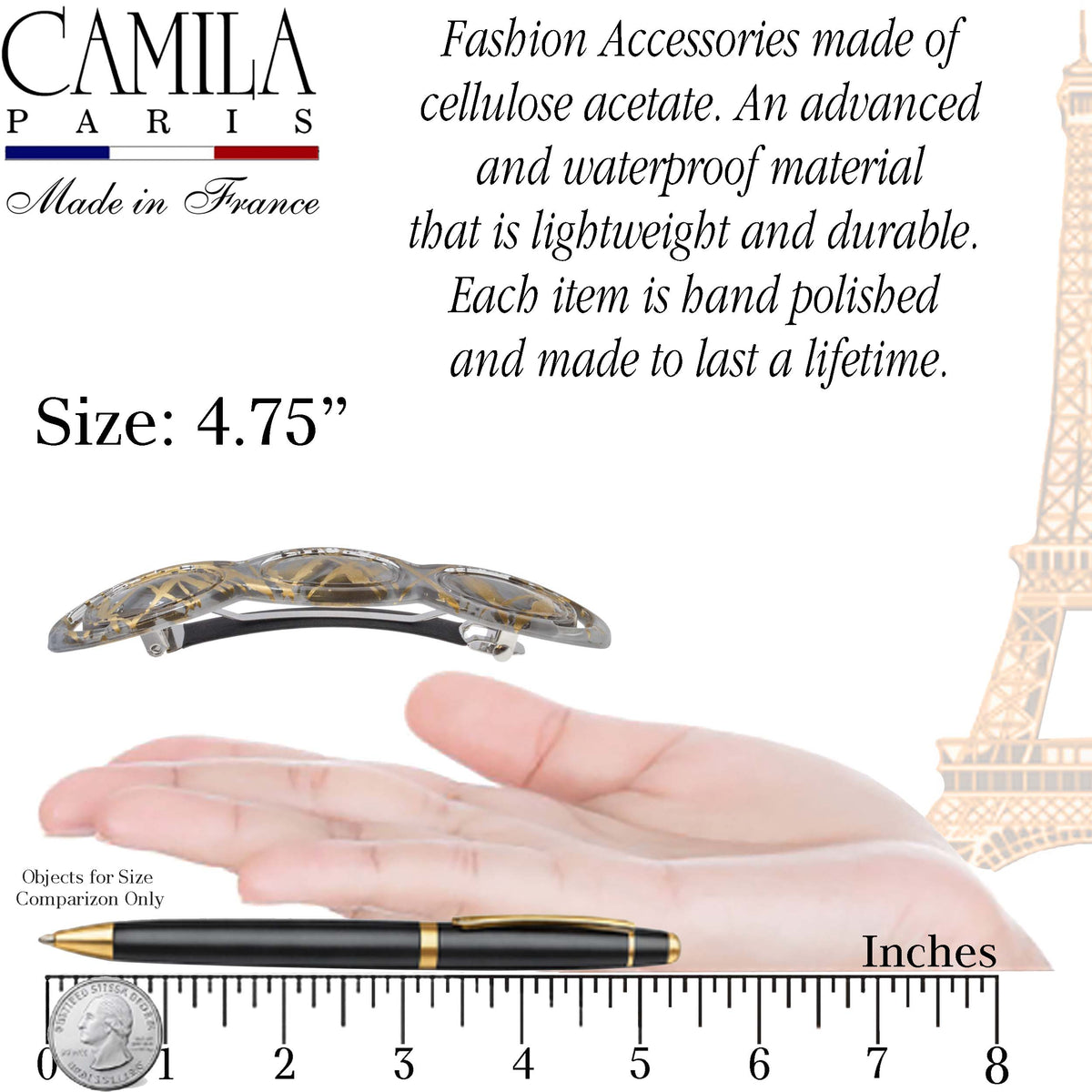Hand Painted Rubberized Grip Barrette - Ruban