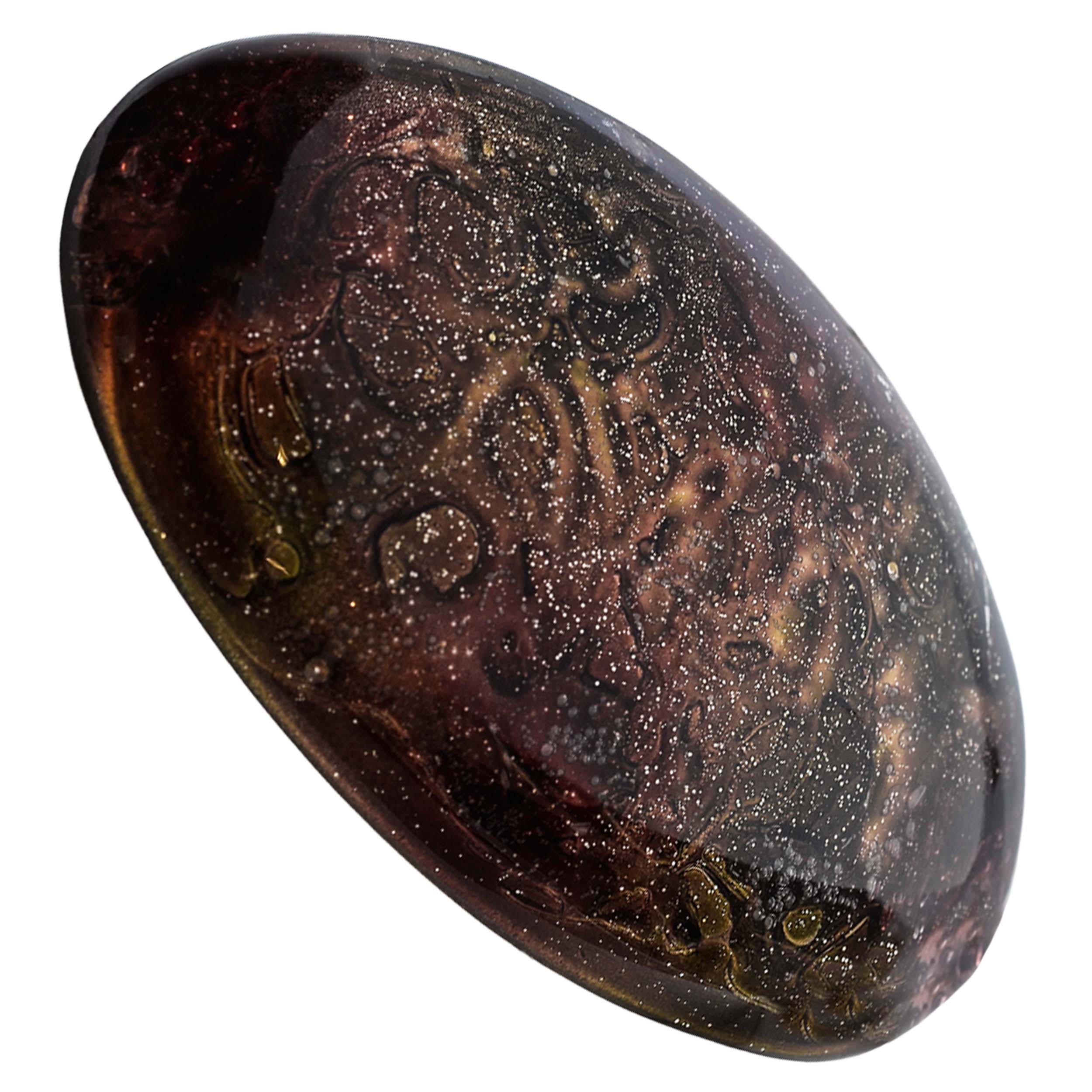 Hand Painted Rubberized Grip Oval Barrette - Émilie