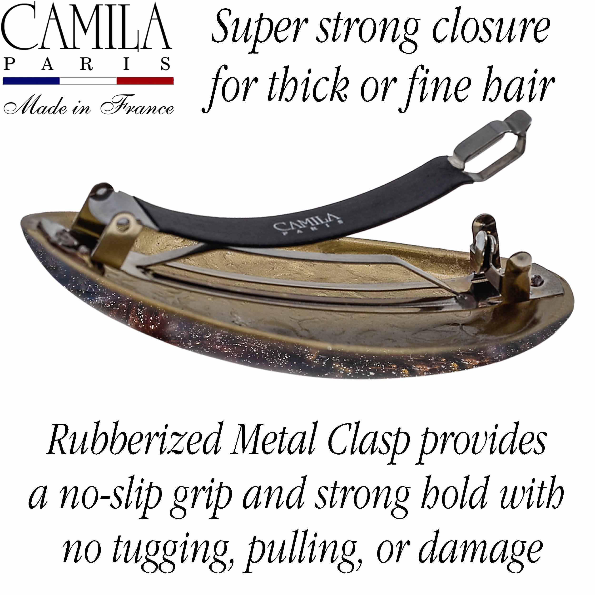 Hand Painted Rubberized Grip Oval Barrette - Émilie