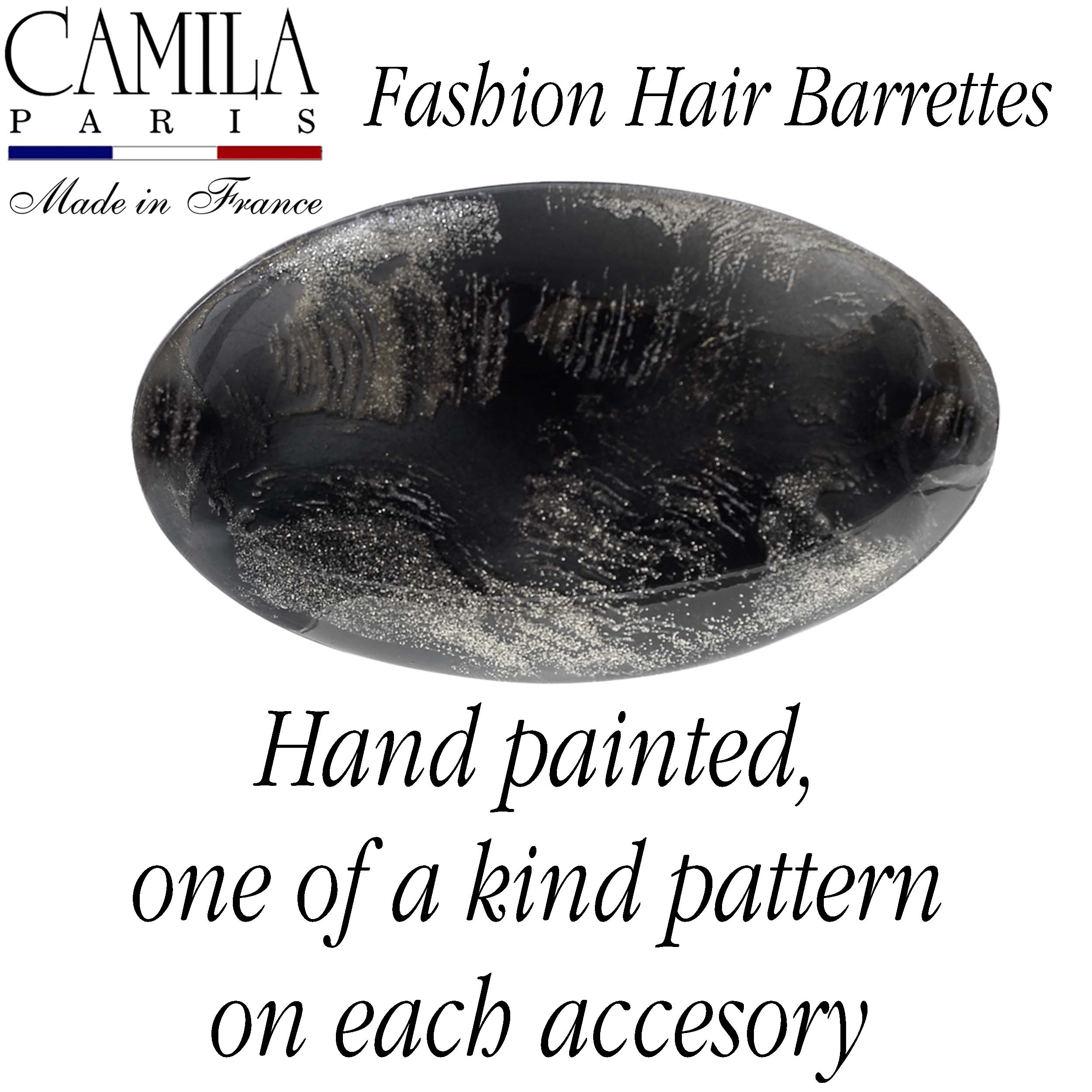Hand Painted Rubberized Grip Oval Barrette - Émilie
