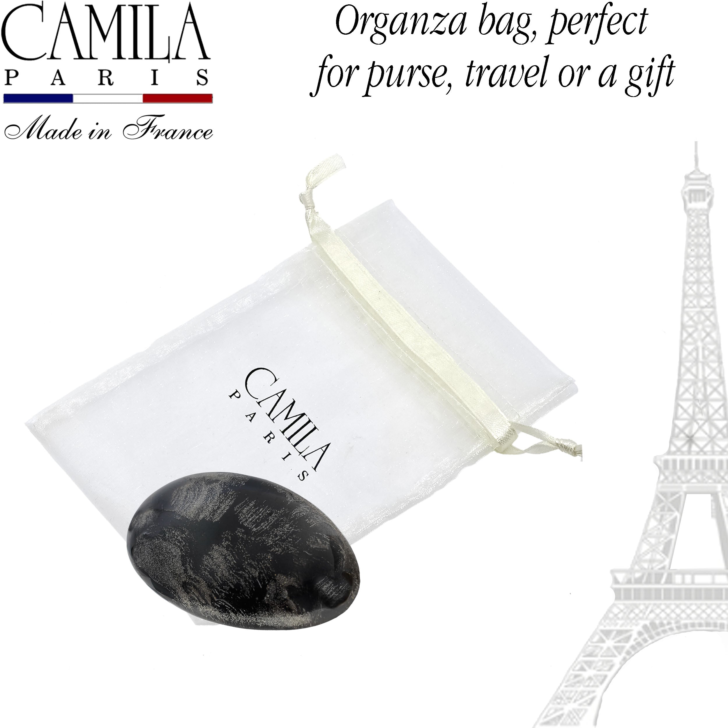 Hand Painted Rubberized Grip Oval Barrette - Émilie