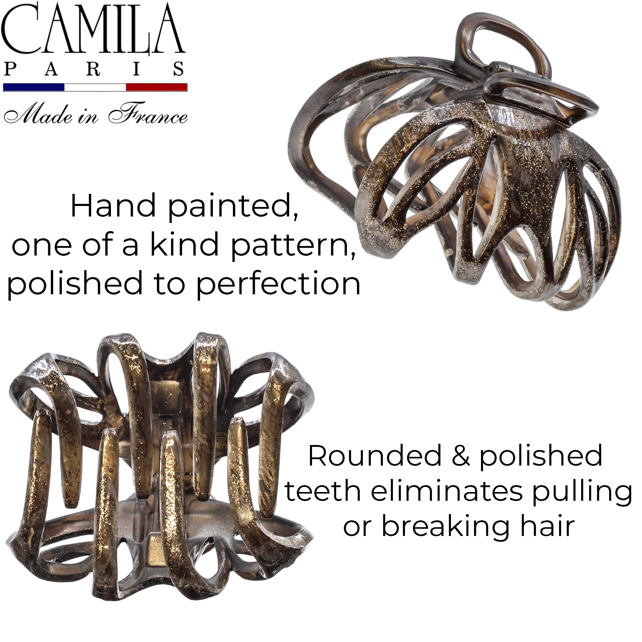 Hand Painted Grip Link Volume Hair Clip - Grenouille