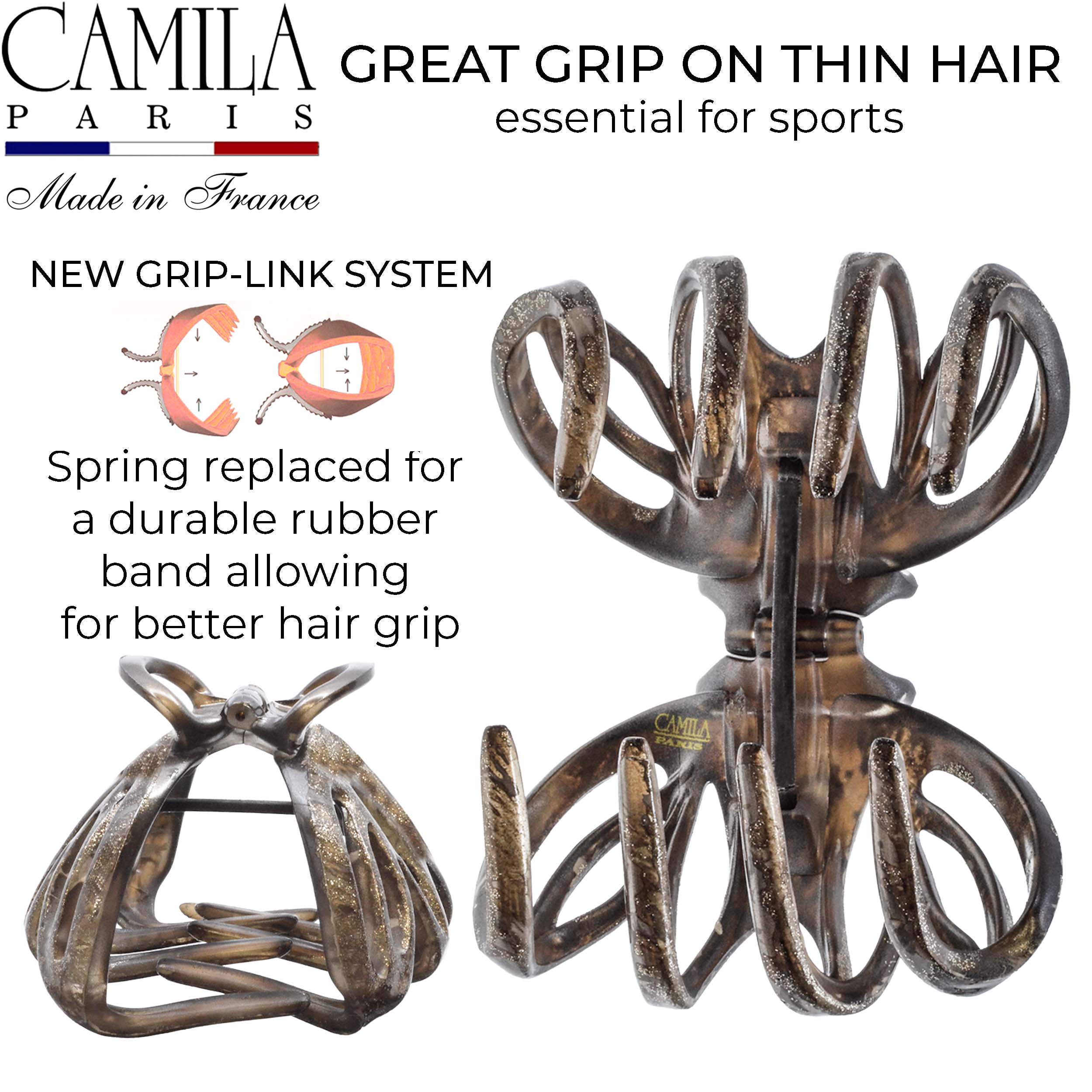Hand Painted Grip Link Volume Hair Clip - Grenouille
