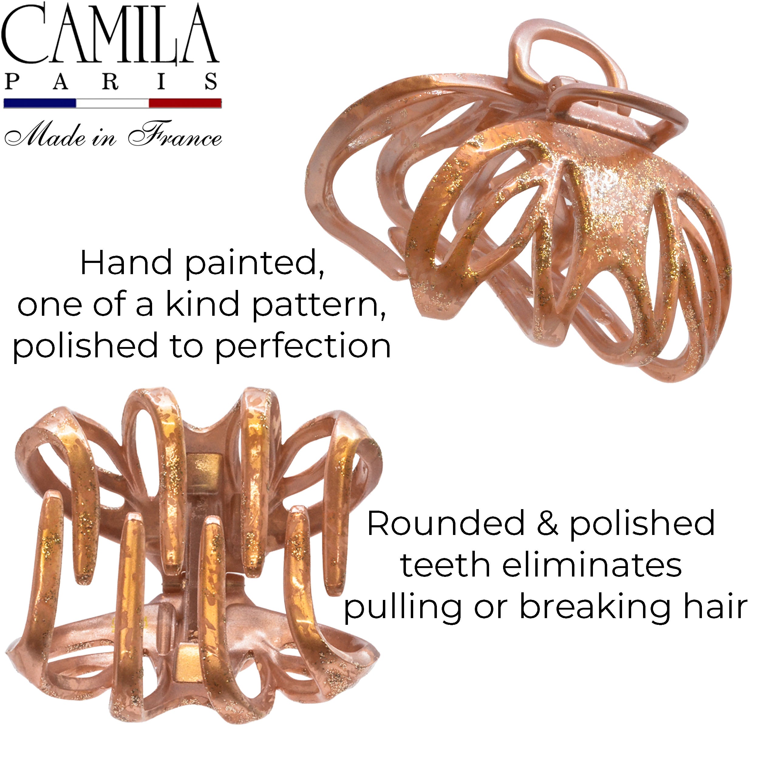 Hand Painted Grip Link Volume Hair Clip - Grenouille