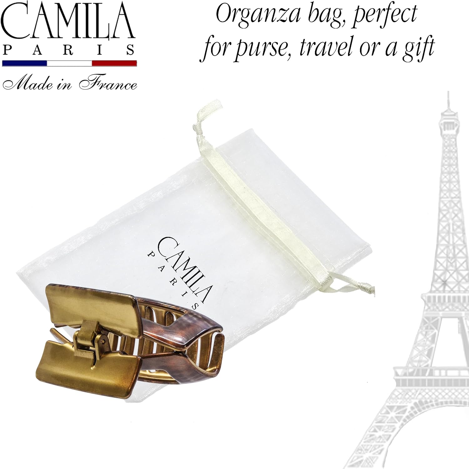 French Square Open-Center Claw Clip for Women 3.34"