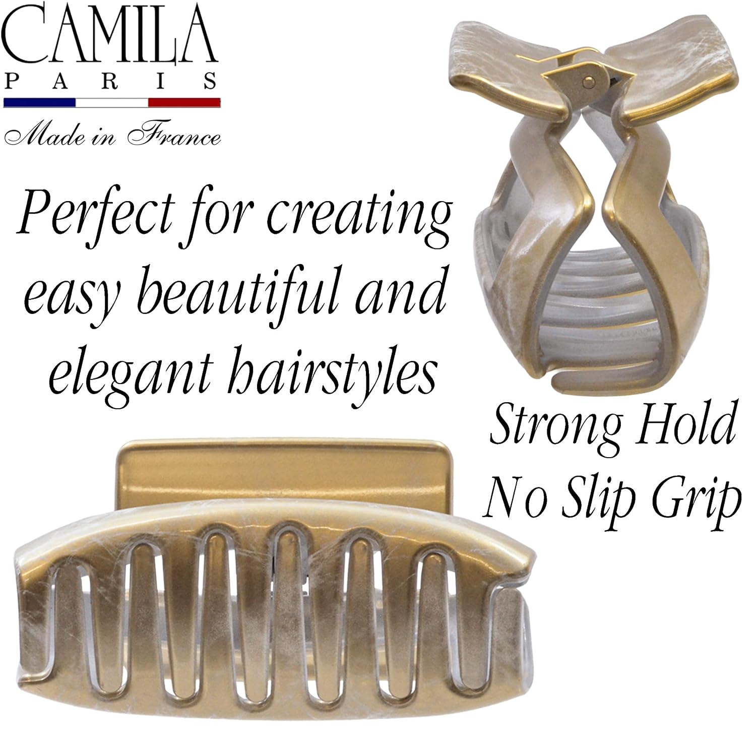 French Square Open-Center Claw Clip for Women 3.34"