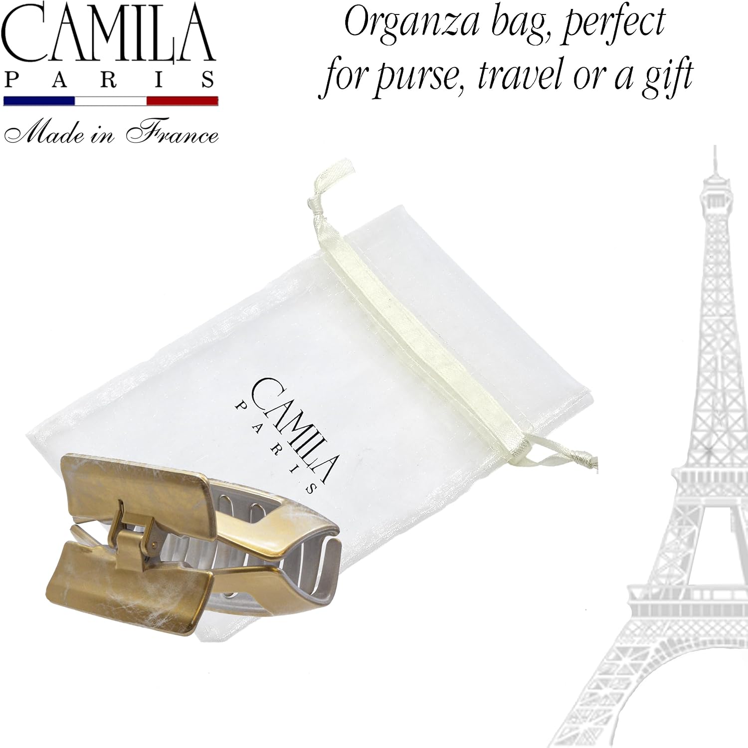 French Square Open-Center Claw Clip for Women 3.34"