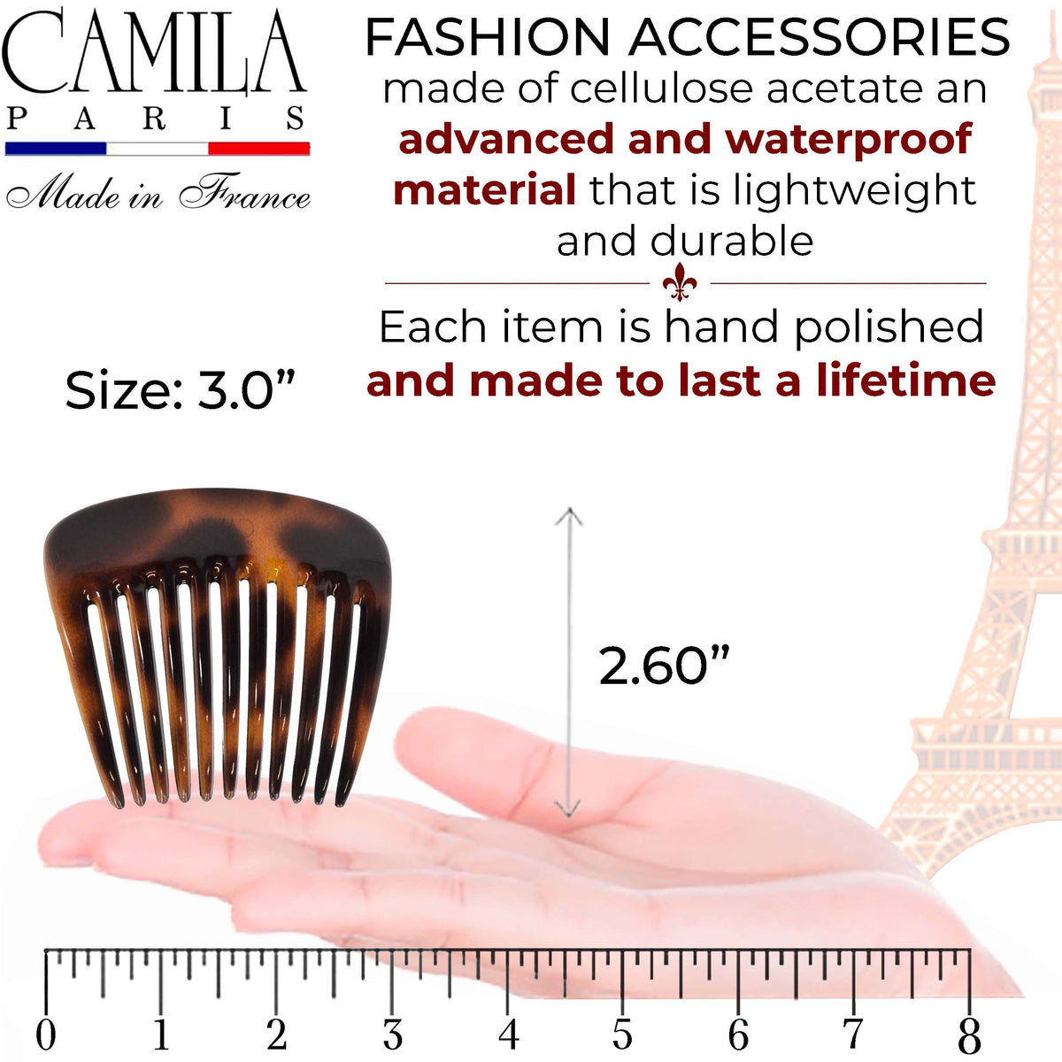French Tall Hair Side Comb Pair - Rivage