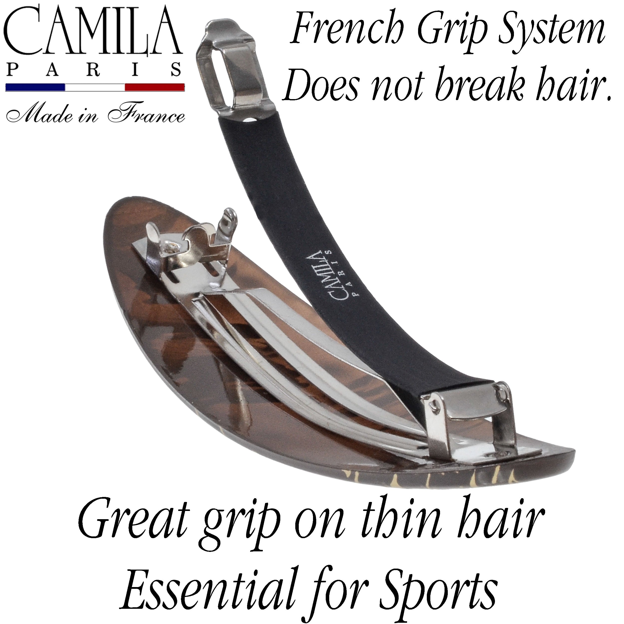 Large Hand Painted Rubberized Grip Barrette - Paon