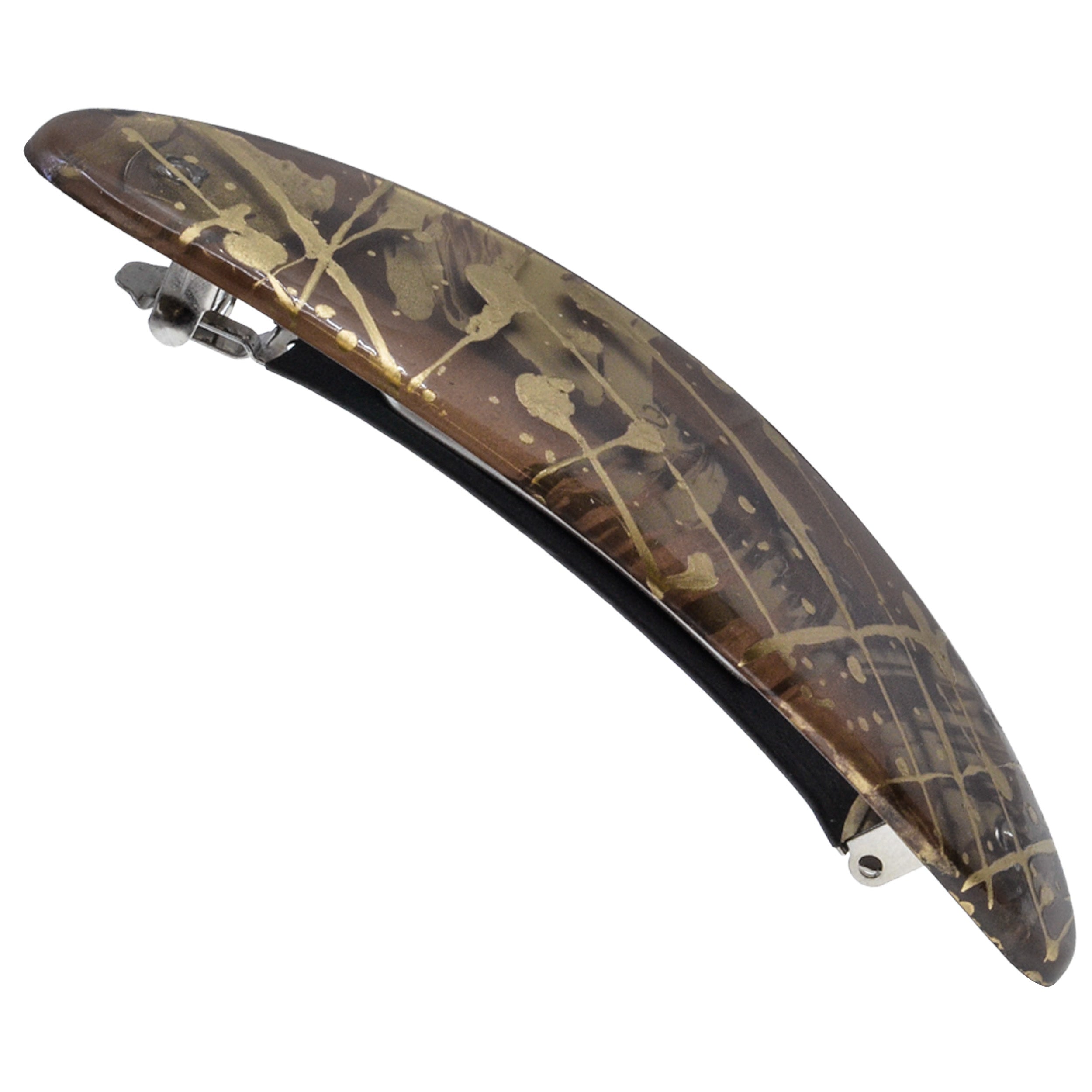 Large Hand Painted Rubberized Grip Barrette - Paon