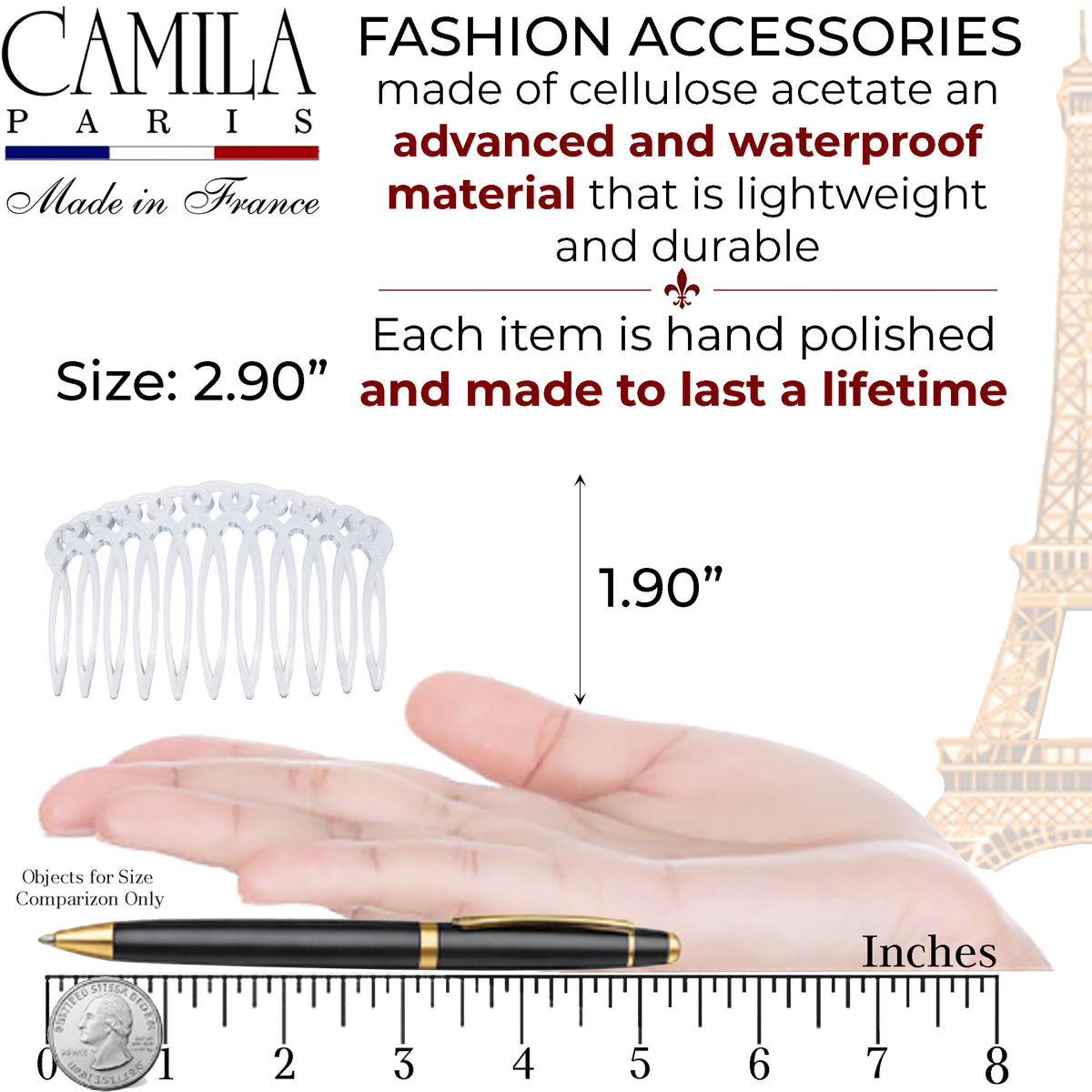 French Everyday Hair Side Comb Pair - Simone