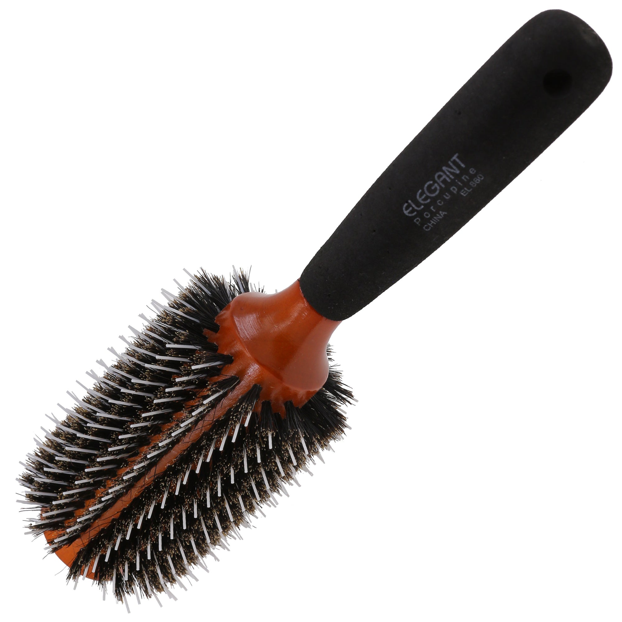 2.75" Nylon and Natural Bristle Round Hair Brush with Foam Handle