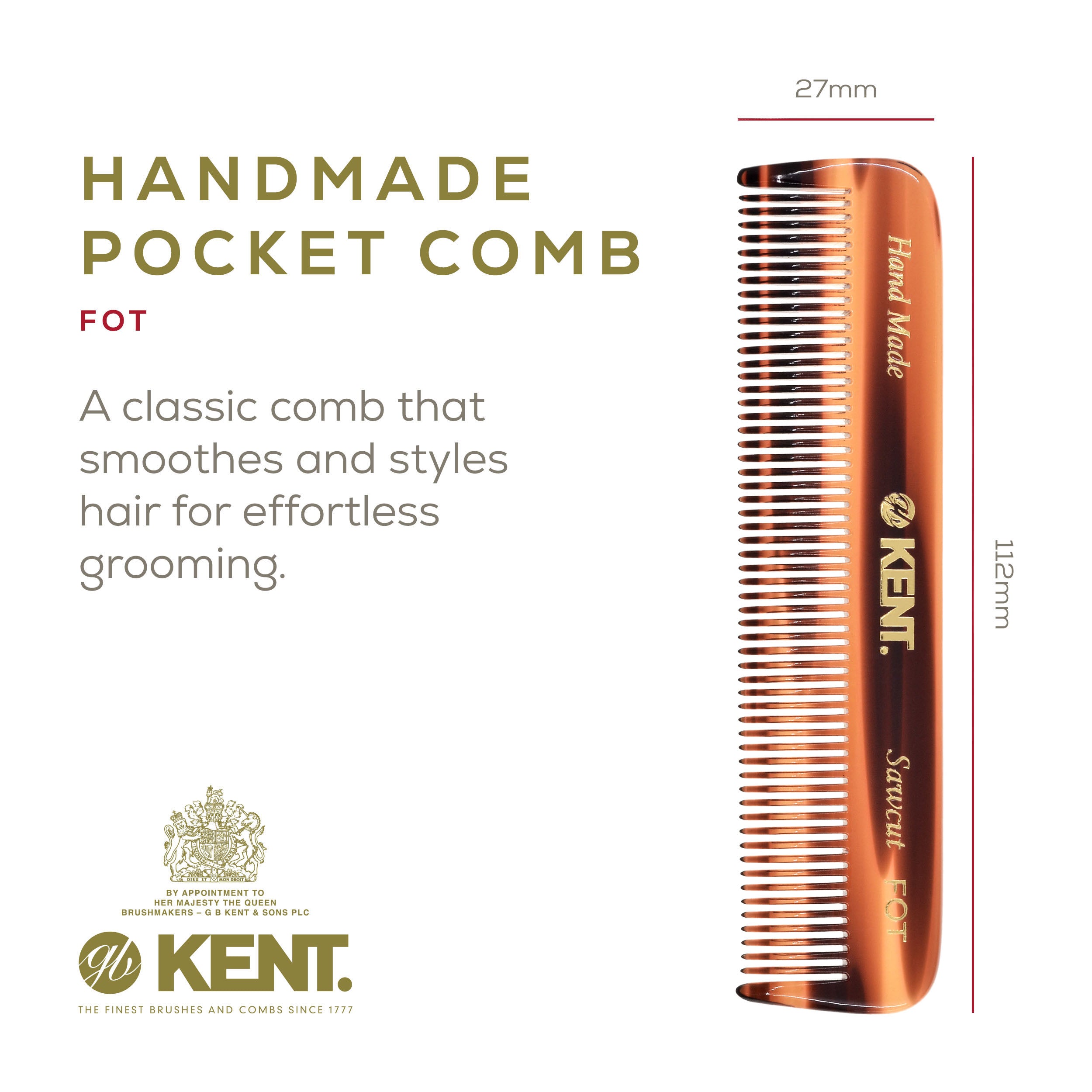 4.5" Handmade Fine Tooth Pocket Comb