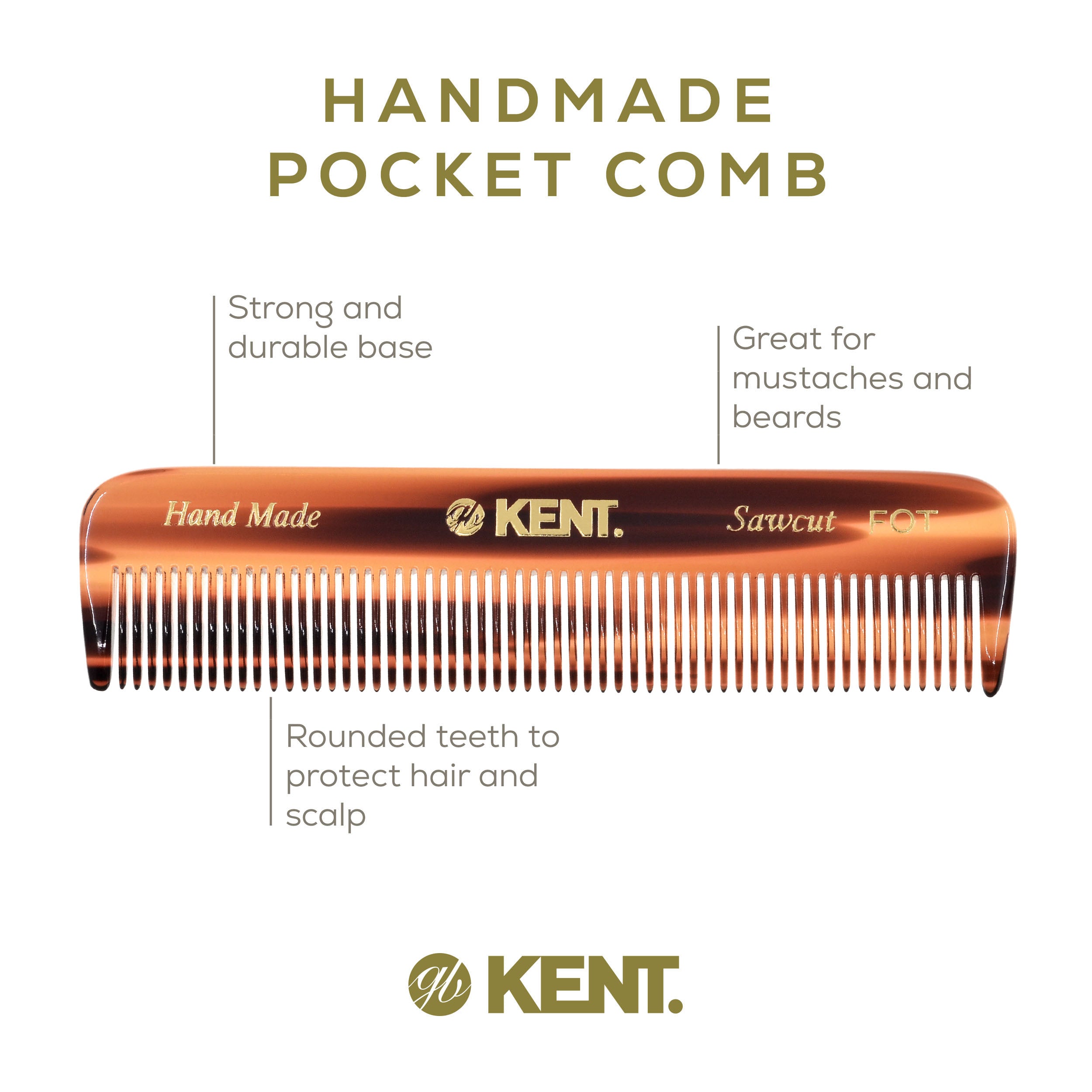 4.5" Handmade Fine Tooth Pocket Comb