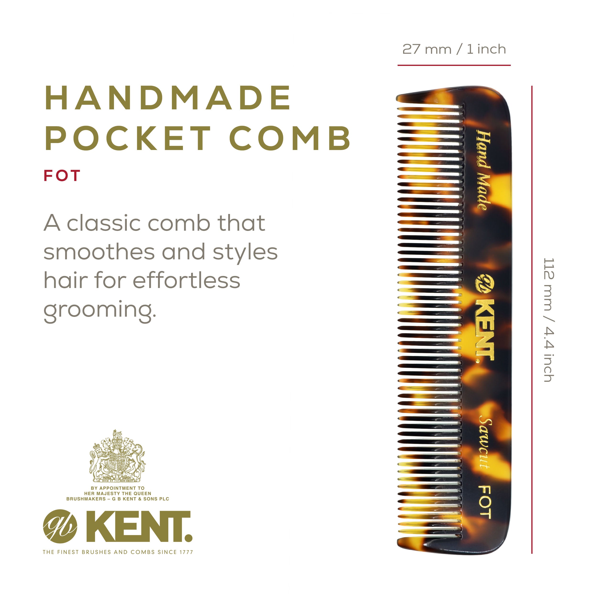 4.5" Handmade Fine Tooth Pocket Comb