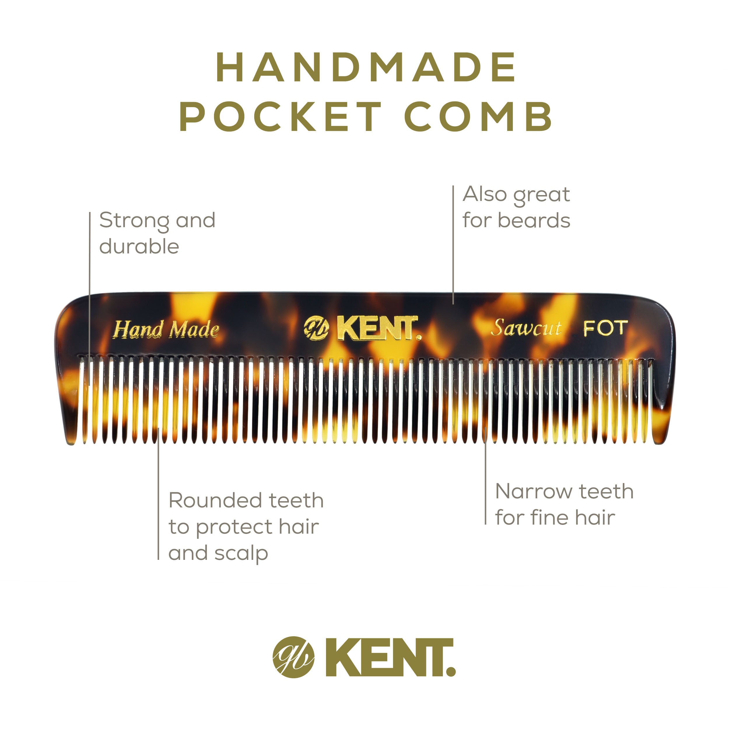 4.5" Handmade Fine Tooth Pocket Comb